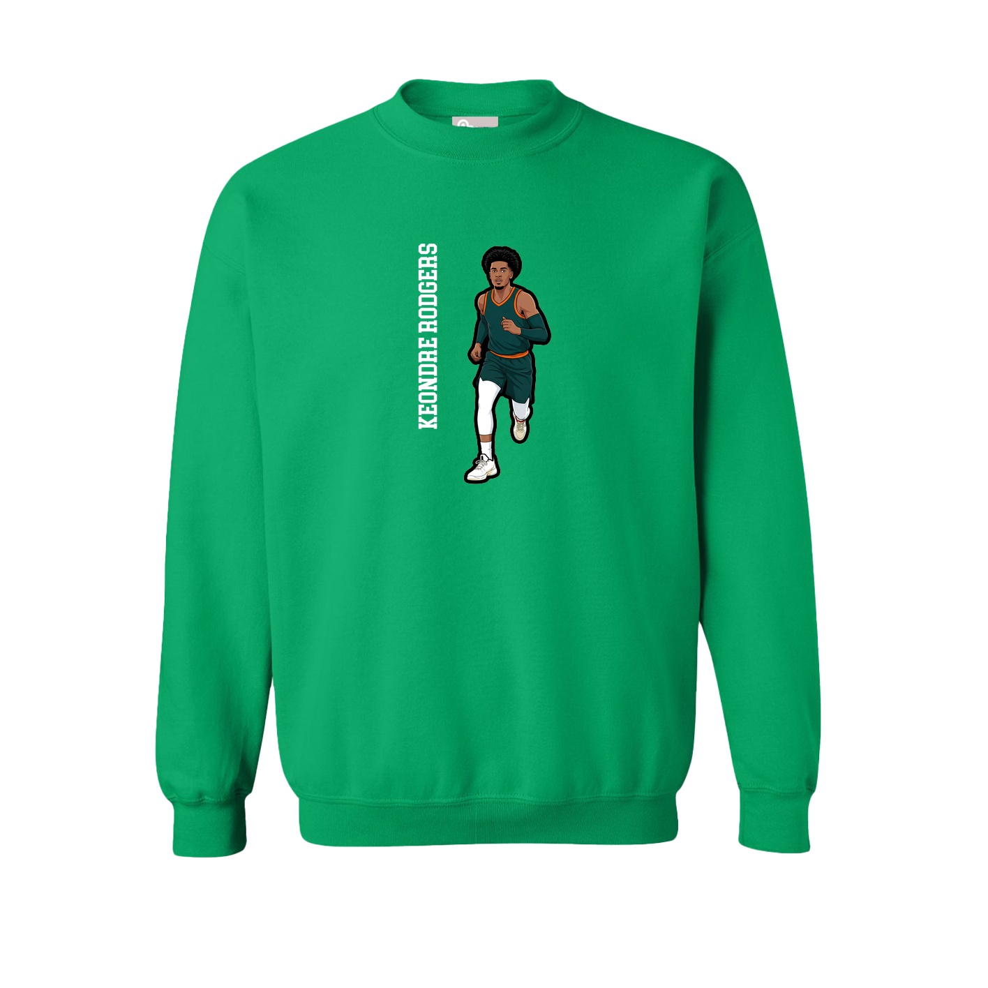 Fleece Crew — Name Vertical in Green