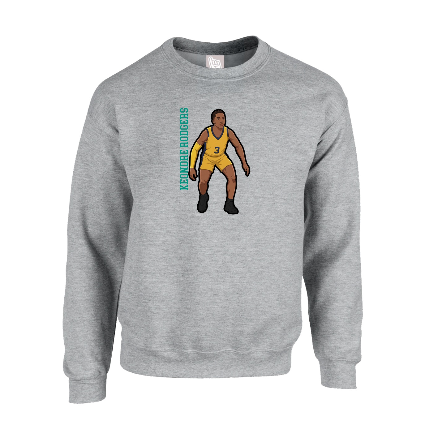 Fleece Crew — Name Vertical in Grey
