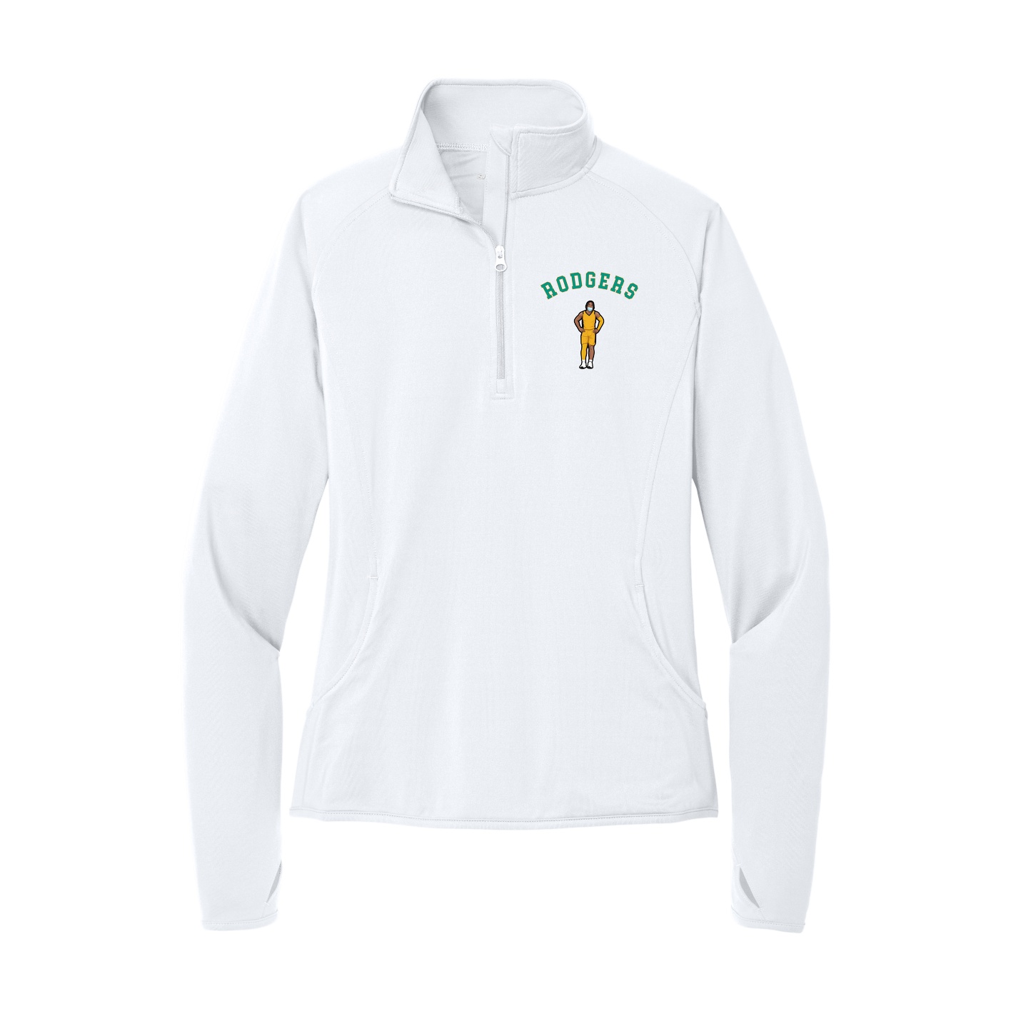 Women's Q-Zip Pullover — Shirsey Arch in White