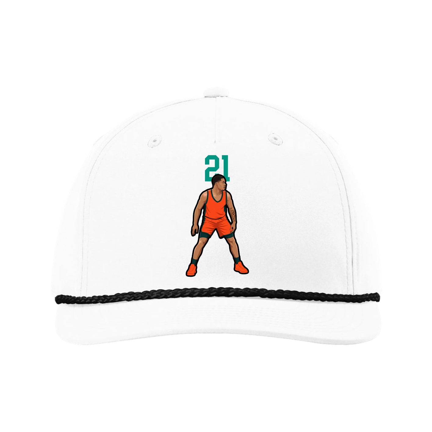 Five-Panel Classic Rope Cap — Number Top in White