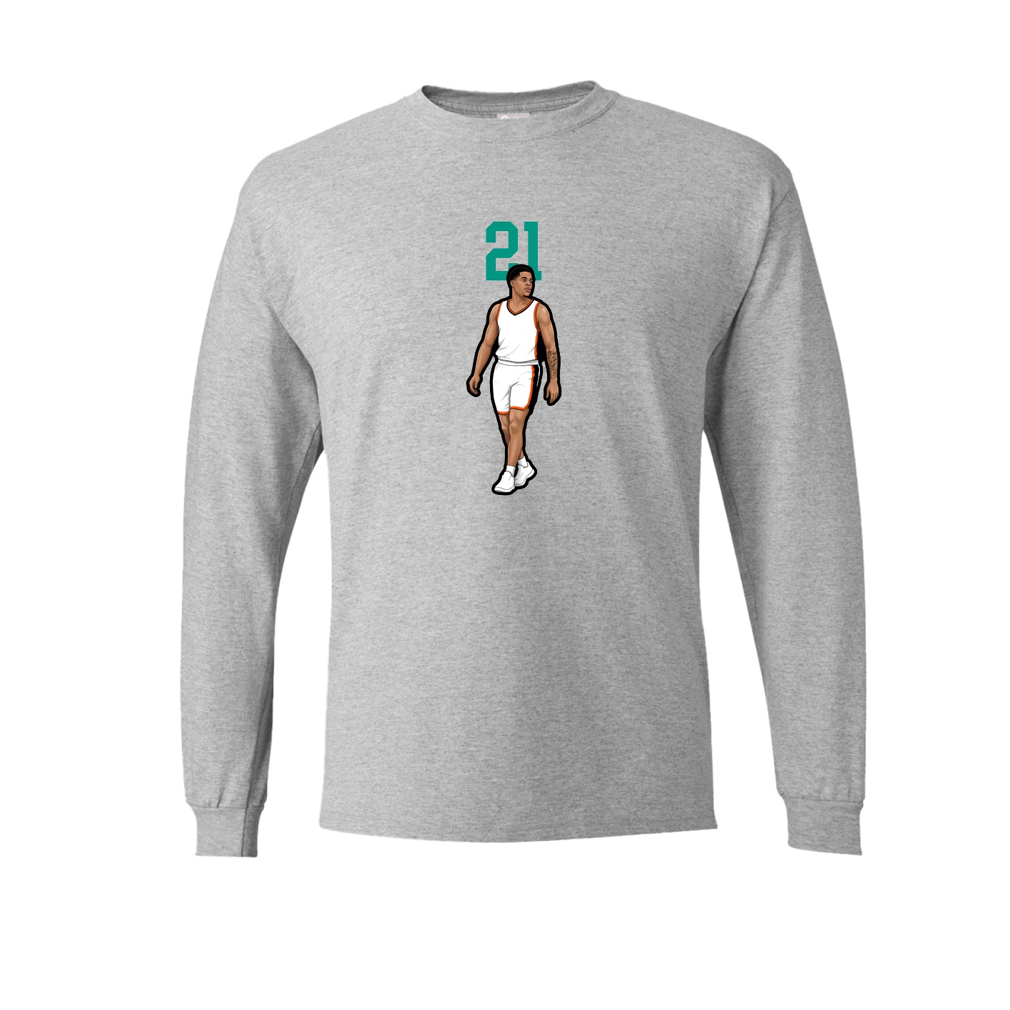 Long Sleeve Tee — Number Top in Grey