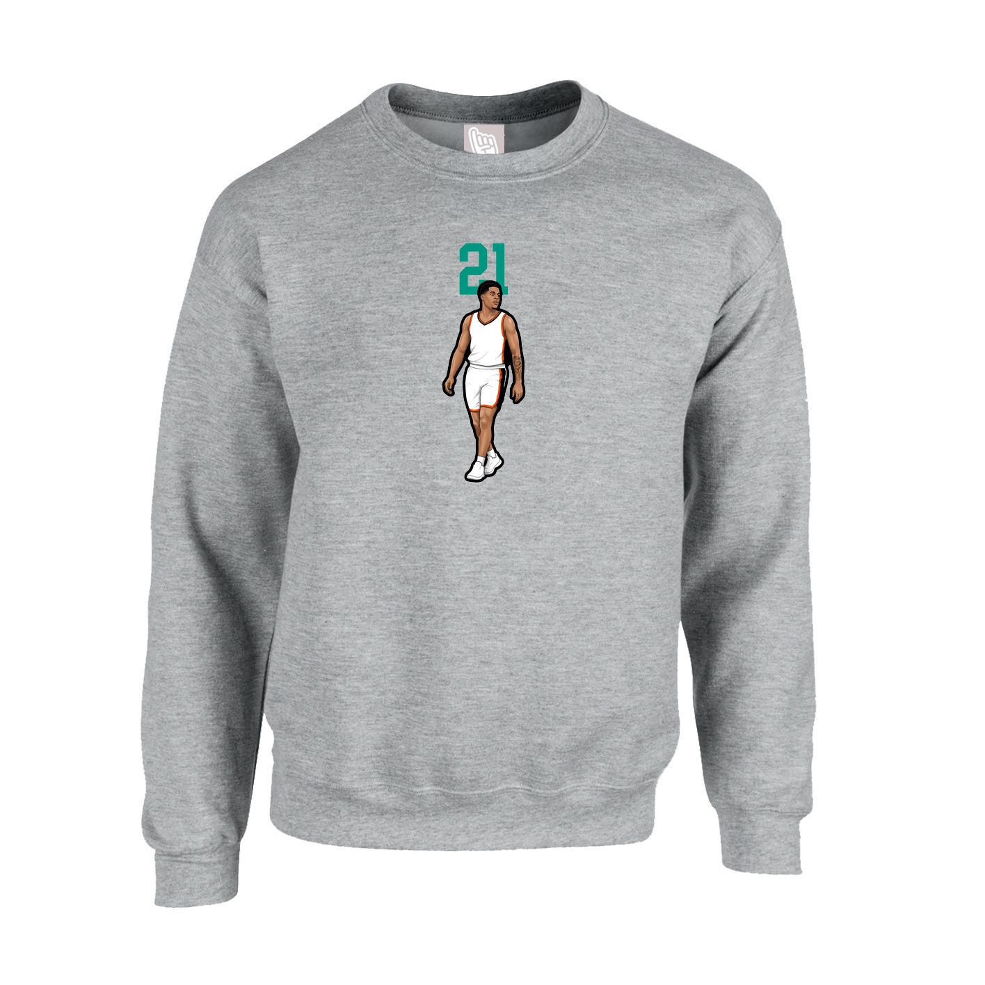 Fleece Crew — Number Top in Grey