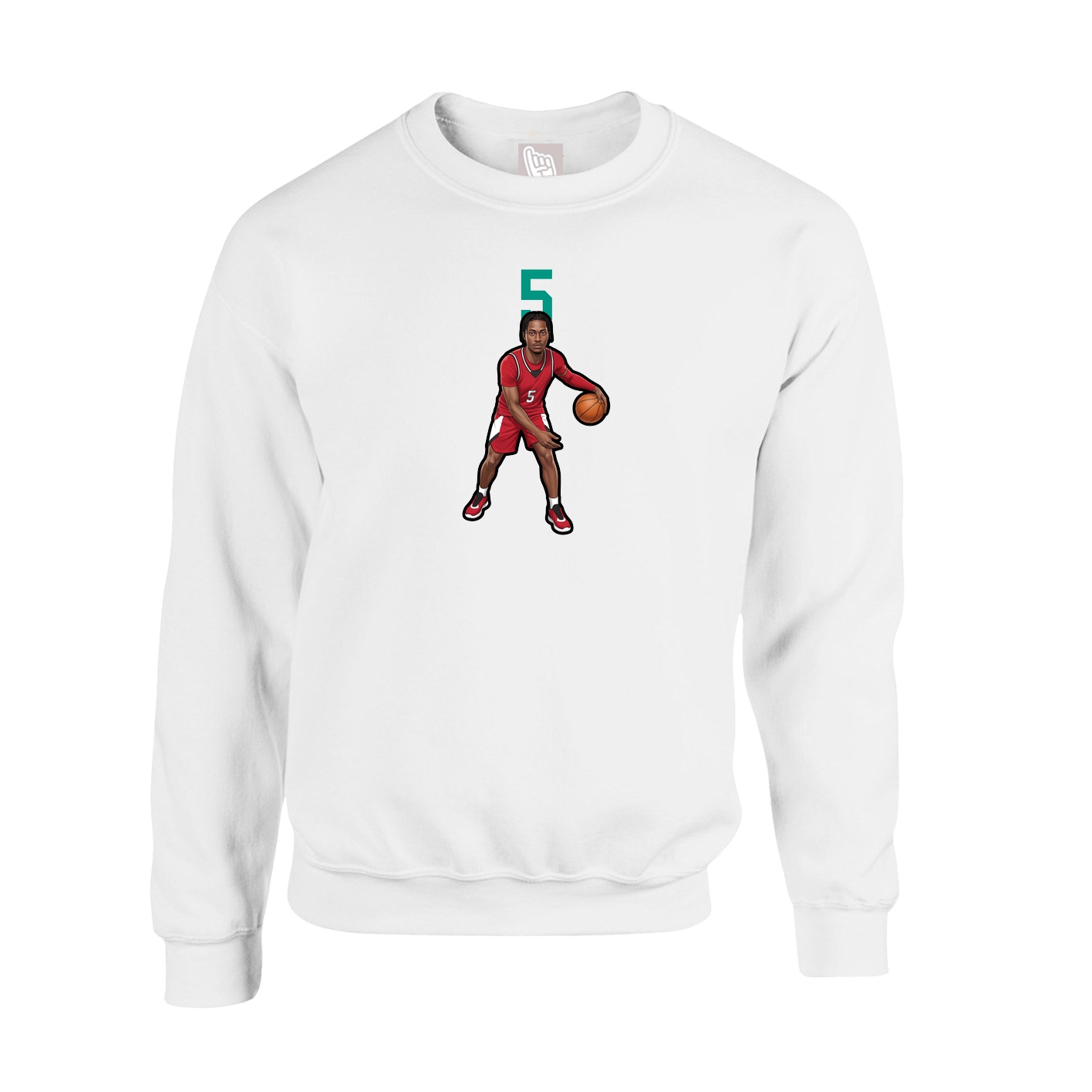 Fleece Crew — Number Top in White