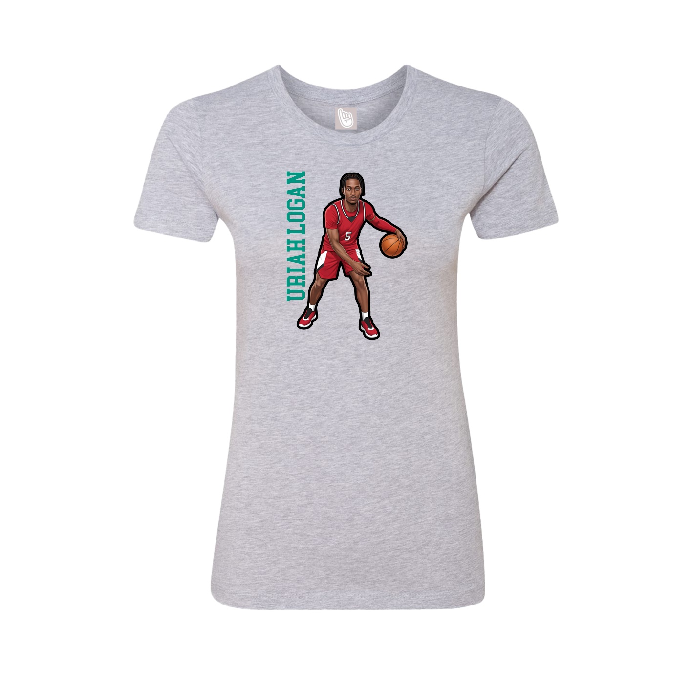 Fitted Women's Tee — Name Vertical in Grey