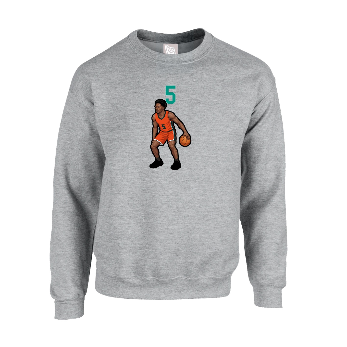 Fleece Crew — Number Top in Grey