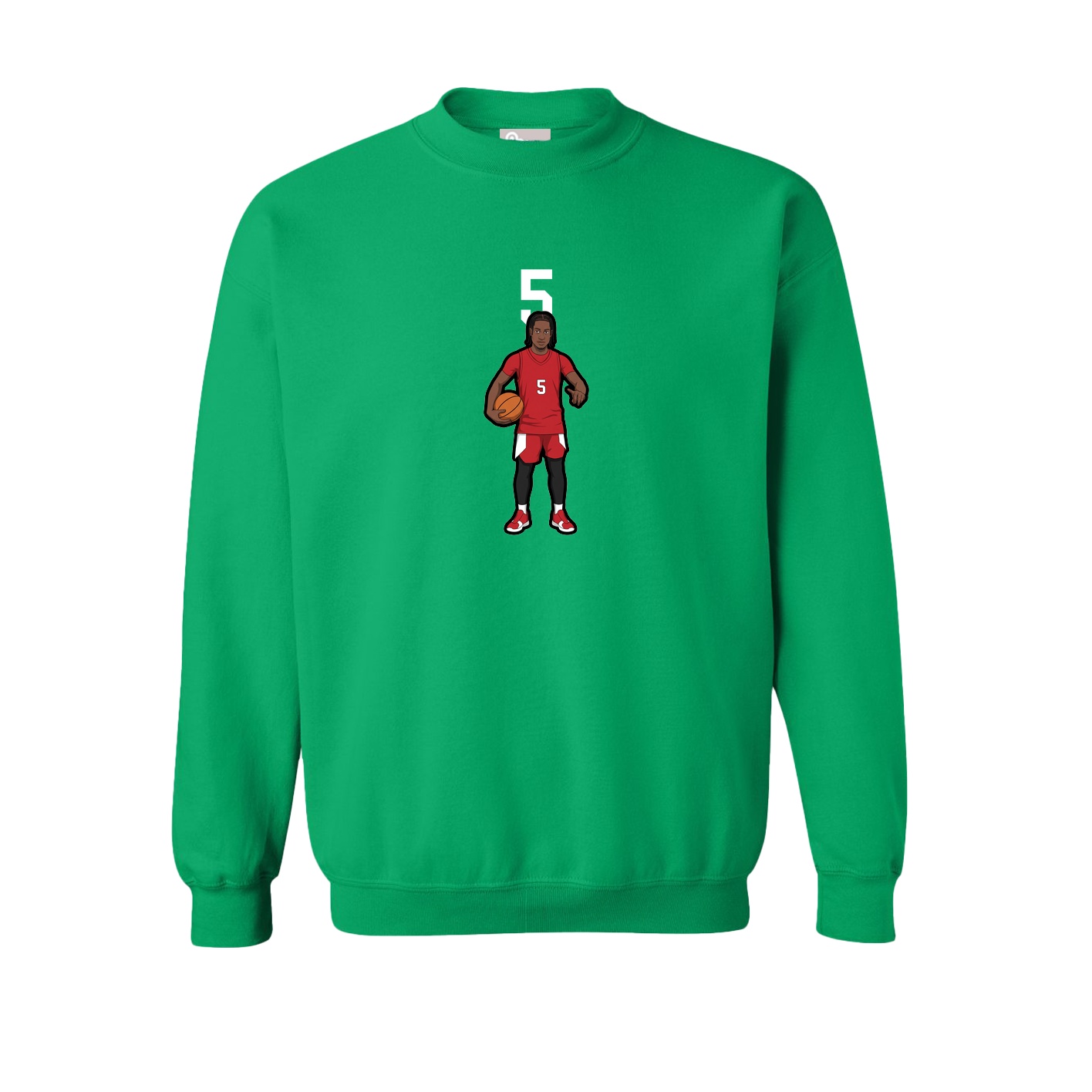 Fleece Crew — Number Top in Green