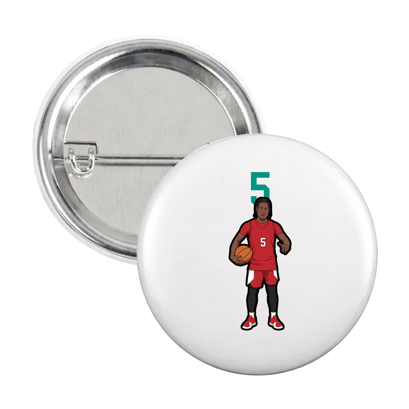 Game Day Button — Number Top in White