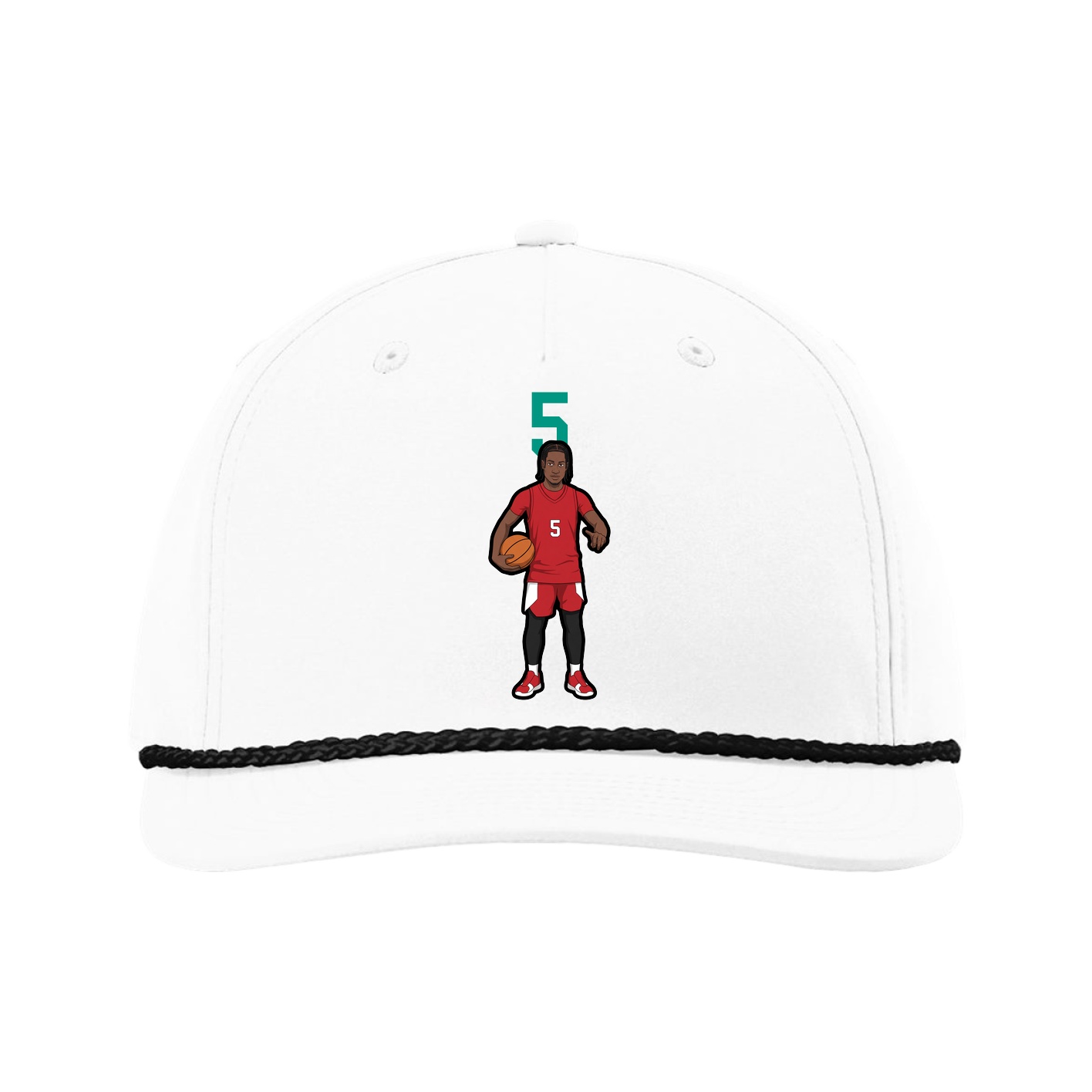 Five-Panel Classic Rope Cap — Number Top in White