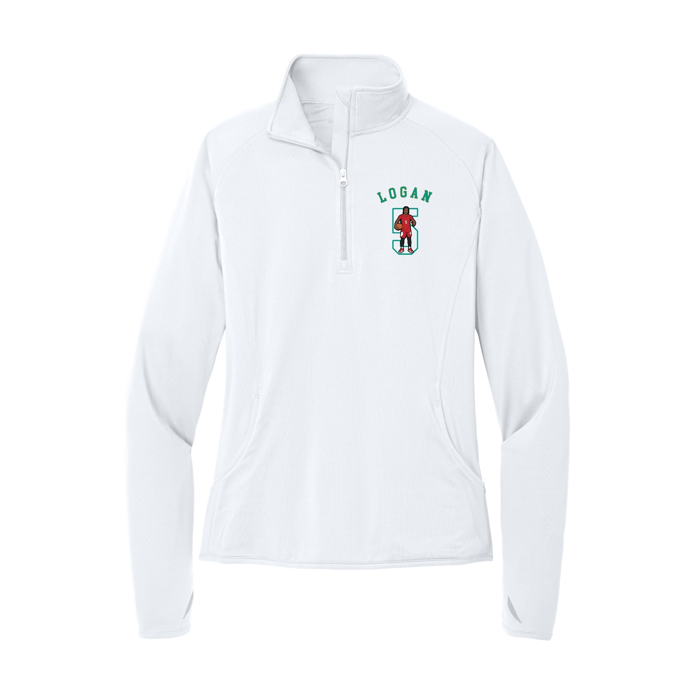 Women's Q-Zip Pullover — Shirsey Arch in White