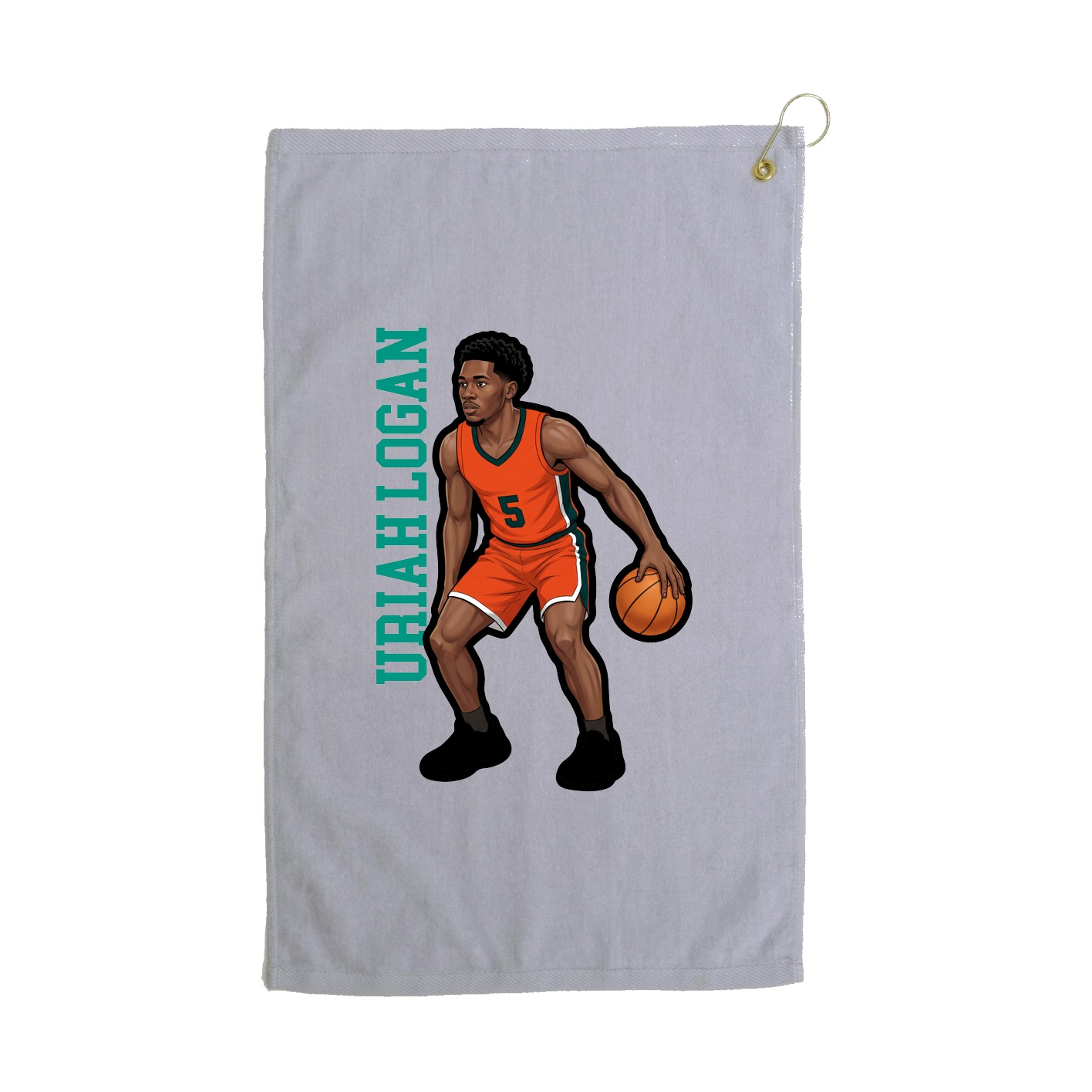 Golf Towel — Name Vertical in Grey