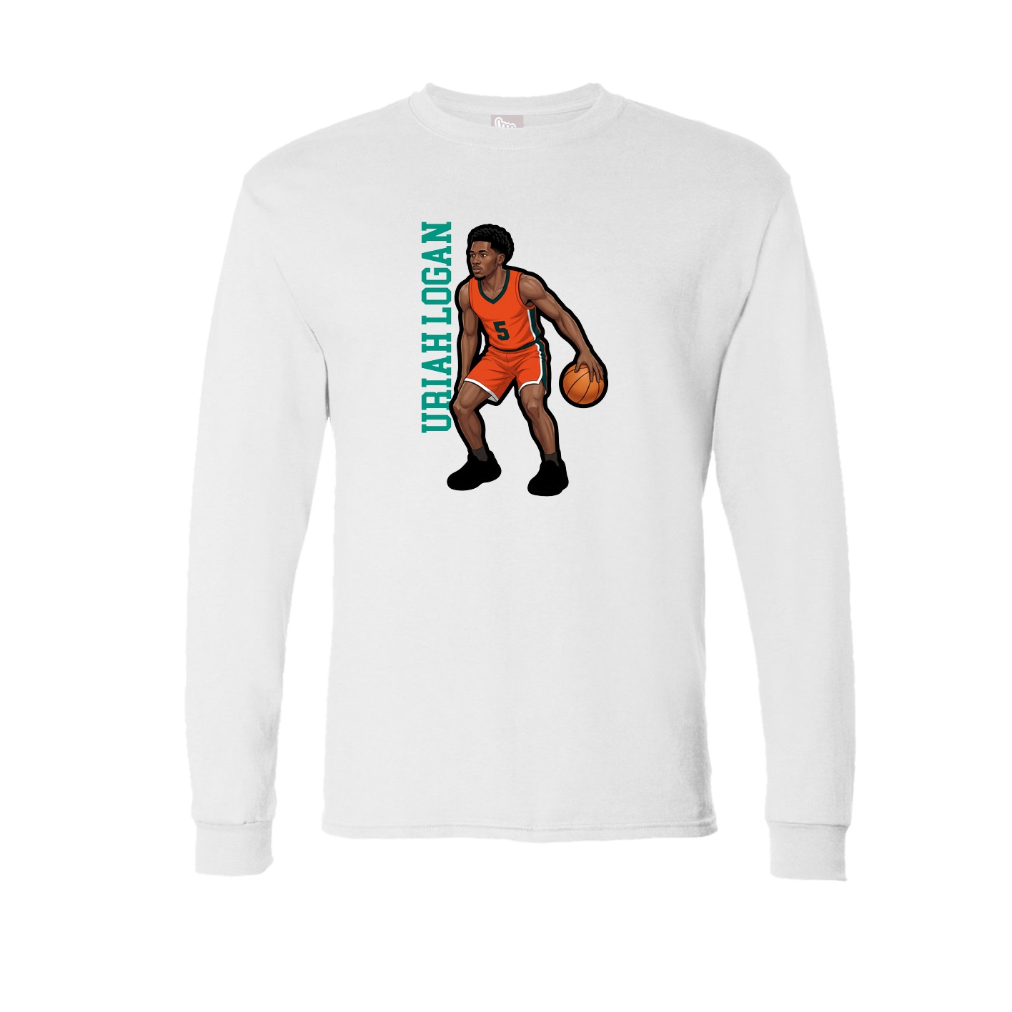 Long Sleeve Tee — Name Vertical in White
