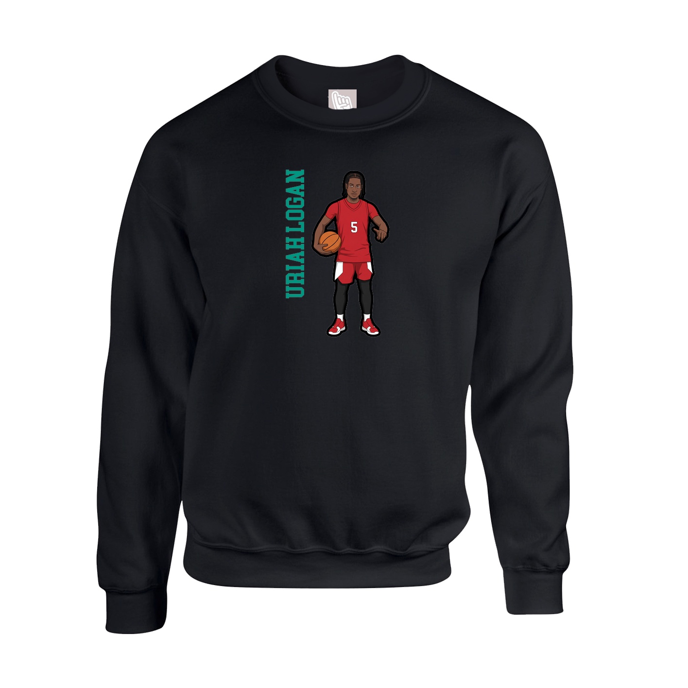 Fleece Crew — Name Vertical in Black