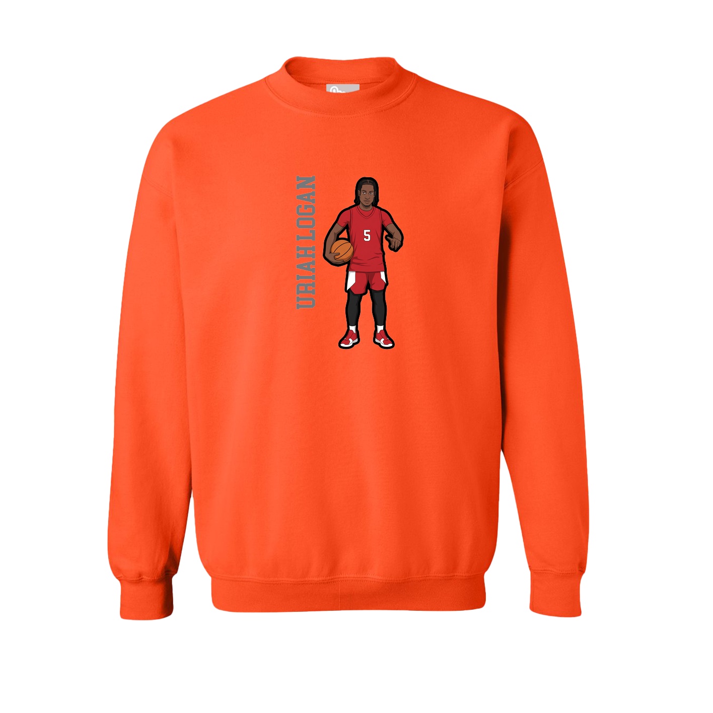 Fleece Crew — Name Vertical in Orange