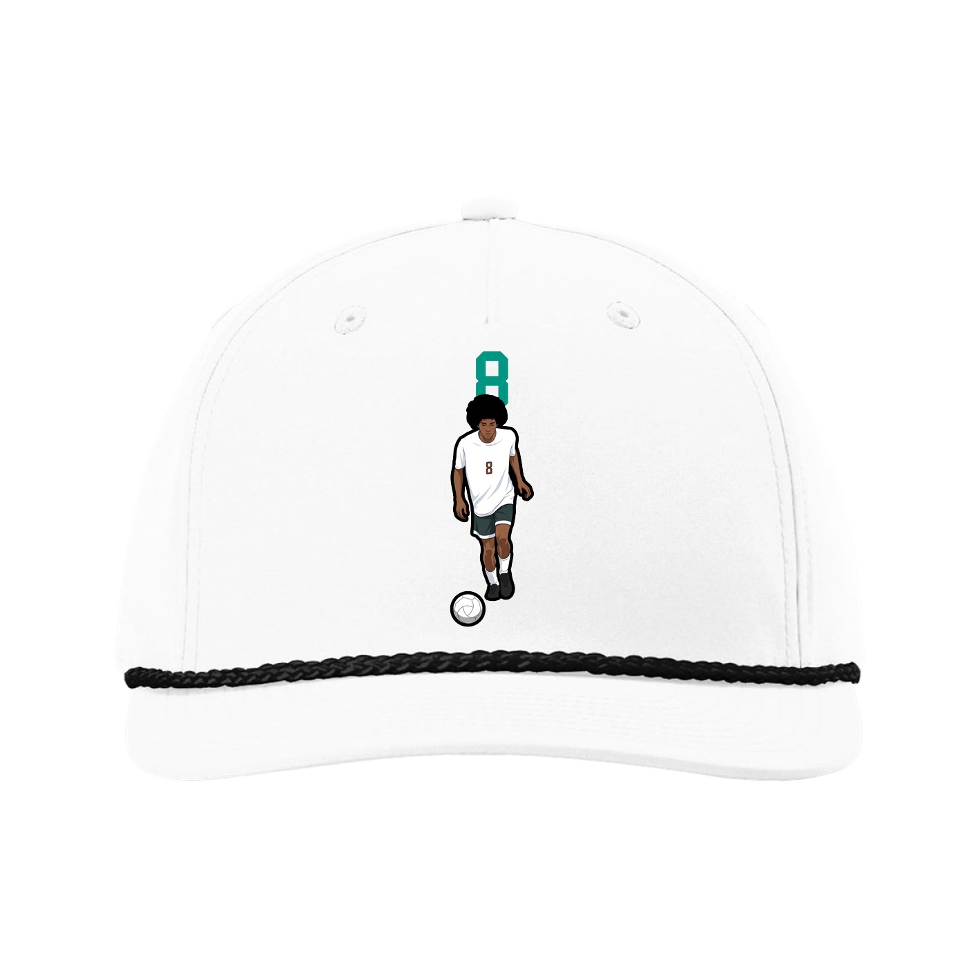 Five-Panel Classic Rope Cap — Number Top in White