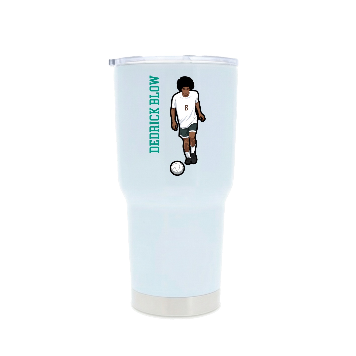 30oz Stainless Steel Tumbler — Name Vertical in White