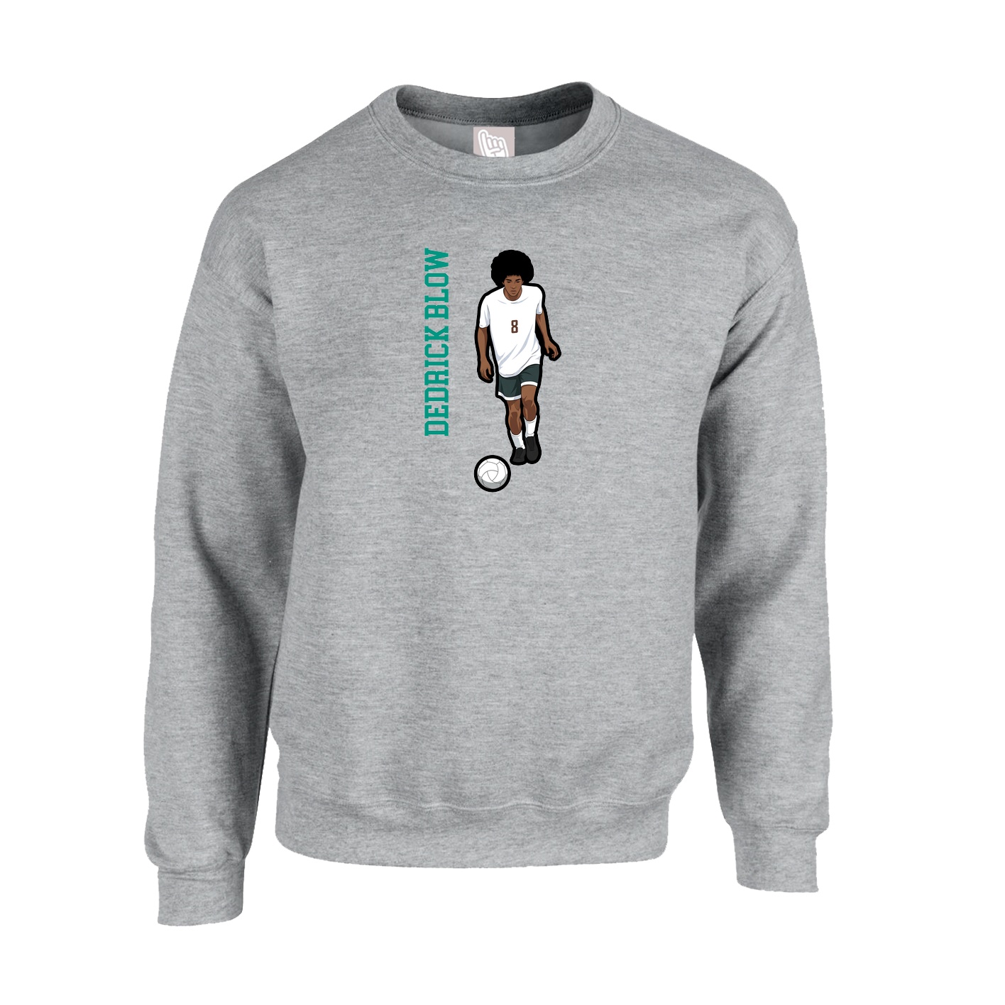Fleece Crew — Name Vertical in Grey