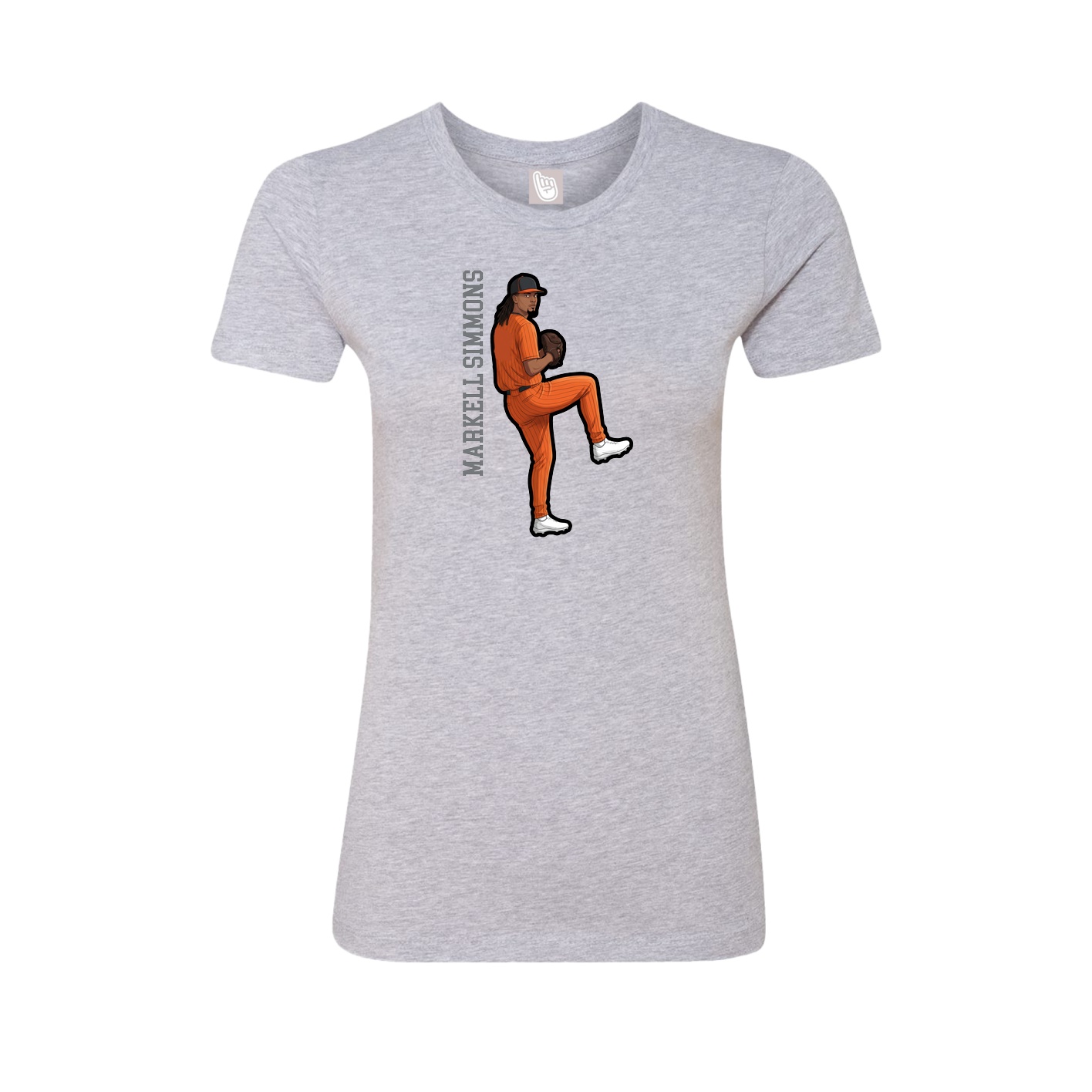 Fitted Women's Tee — Name Vertical in Grey