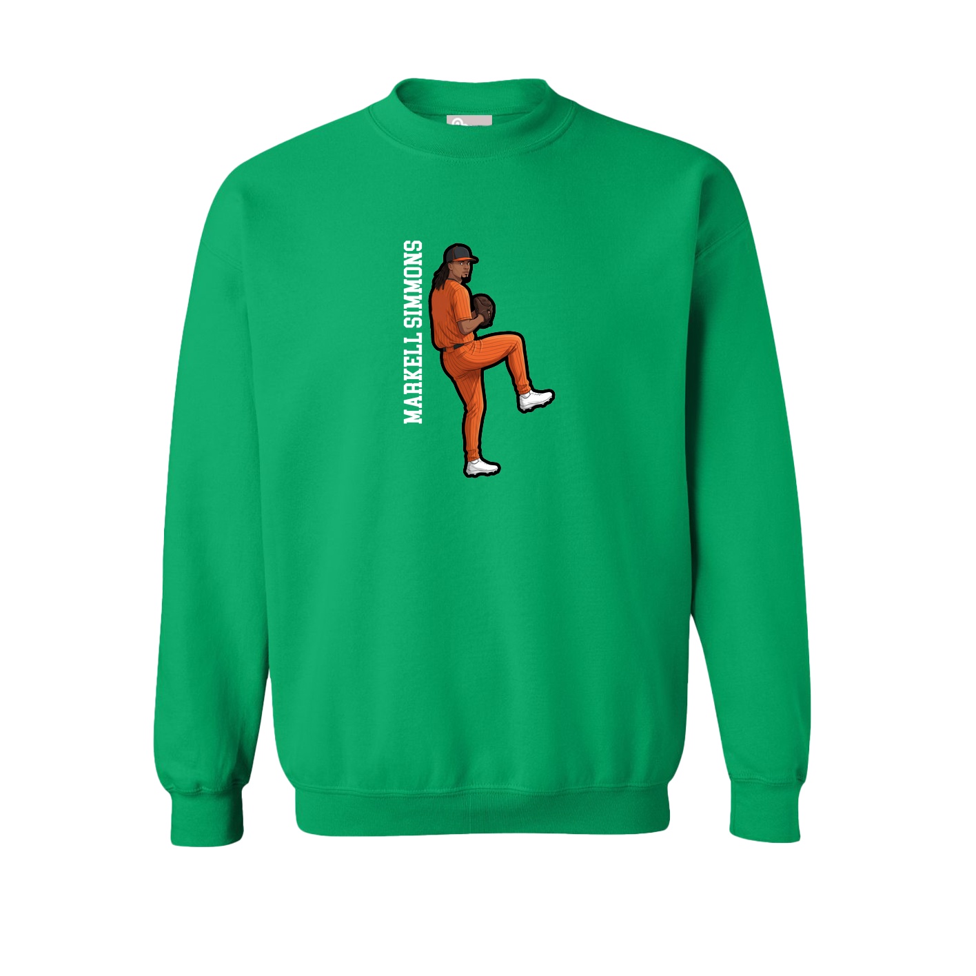 Fleece Crew — Name Vertical in Green