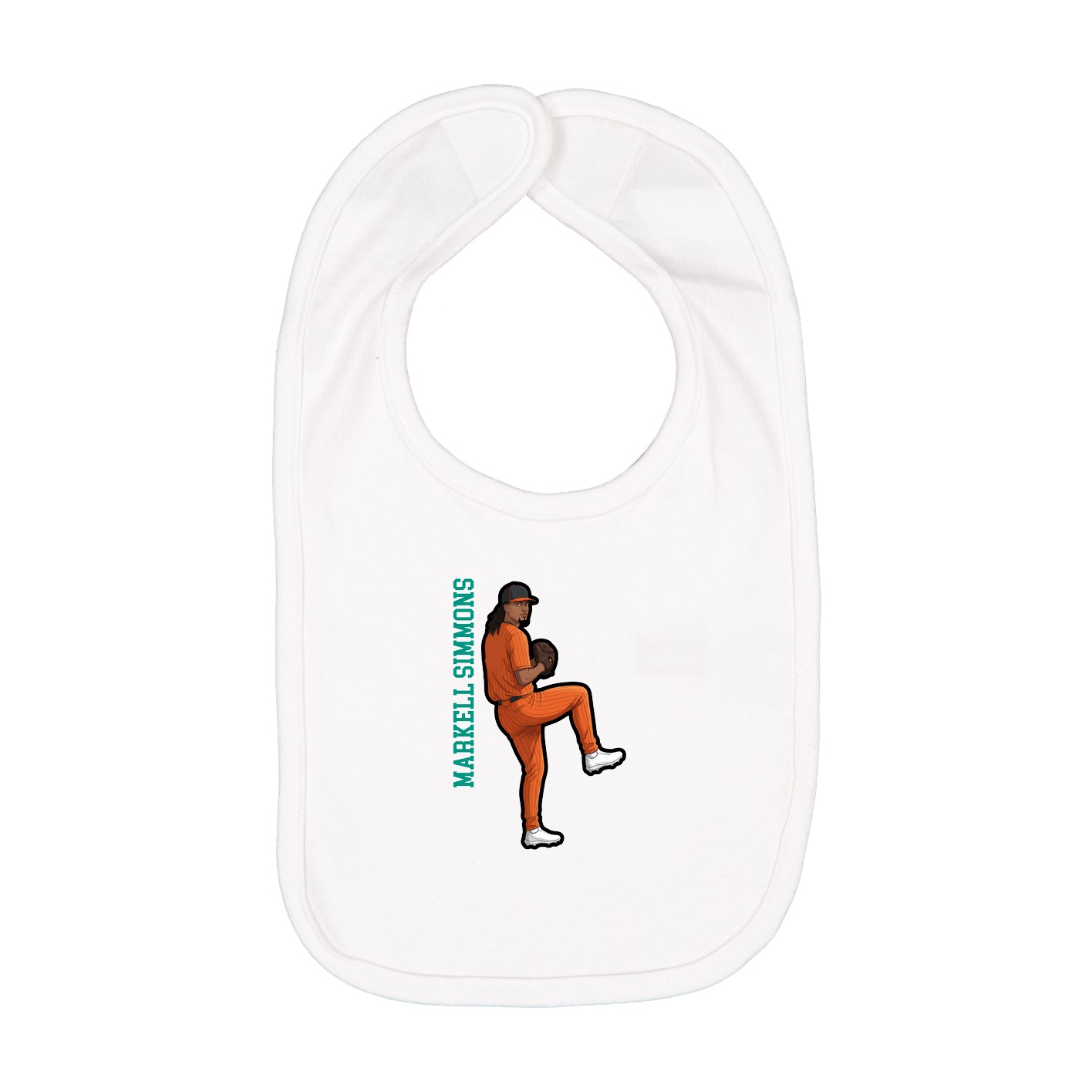 Infant Bib — Name Vertical in White