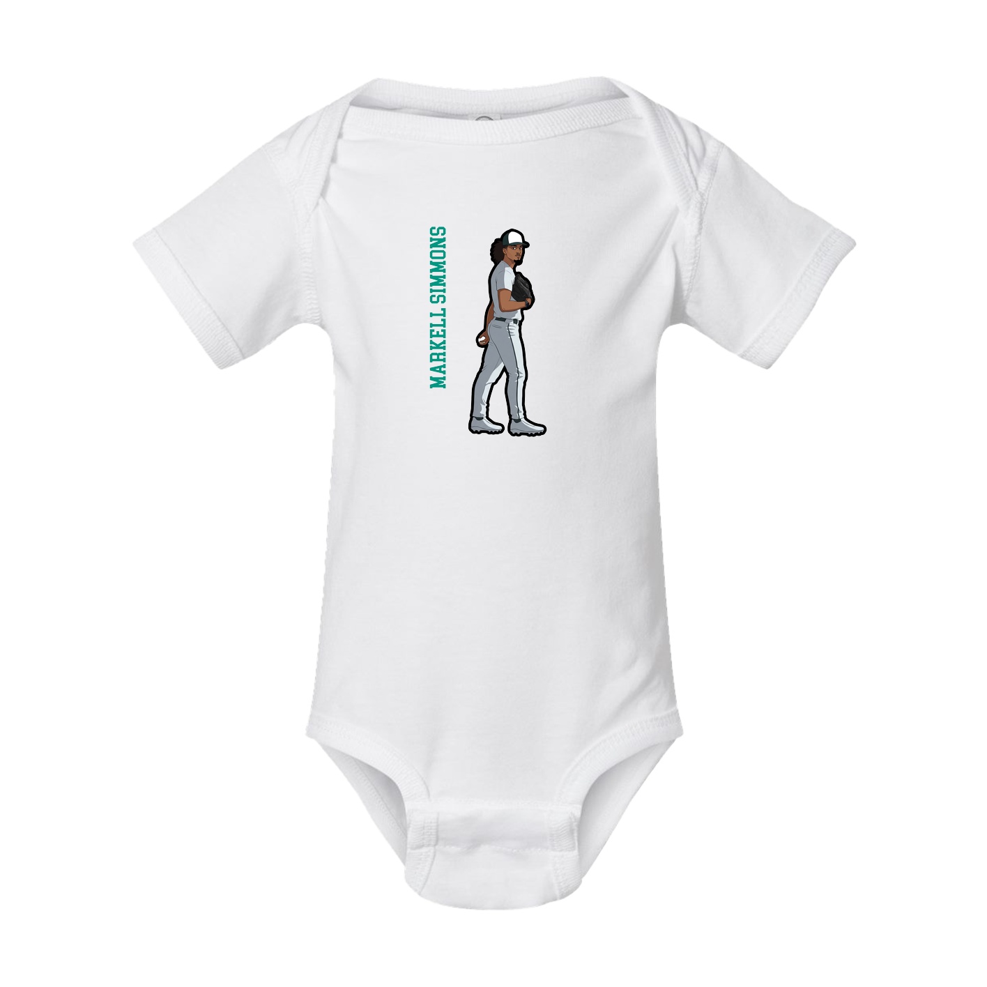 Baby Onesie — Name Vertical in White