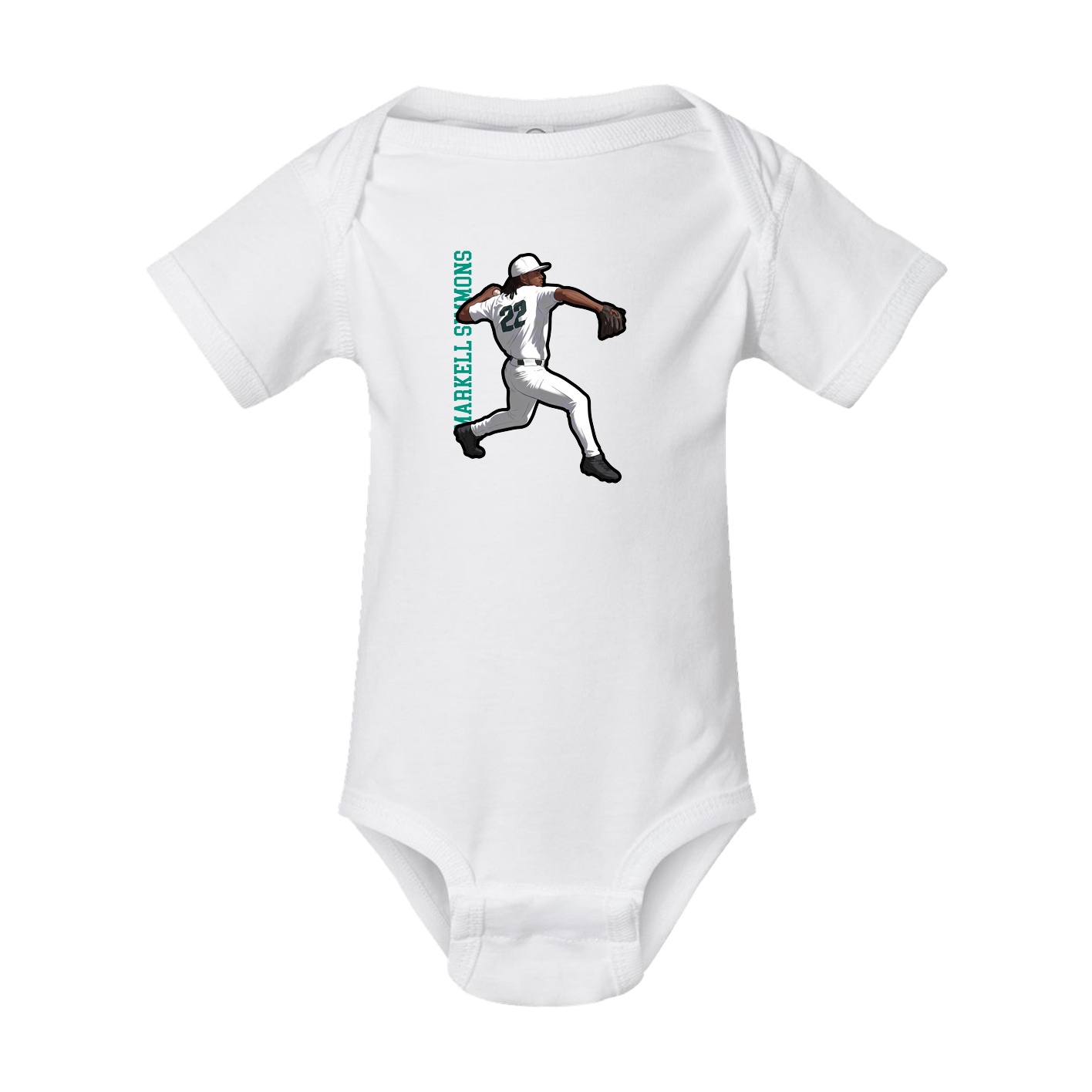 Baby Onesie — Name Vertical in White