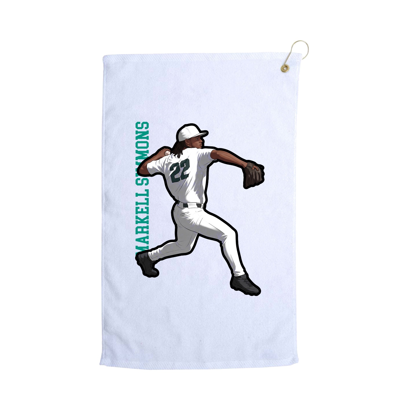 Golf Towel — Name Vertical in White