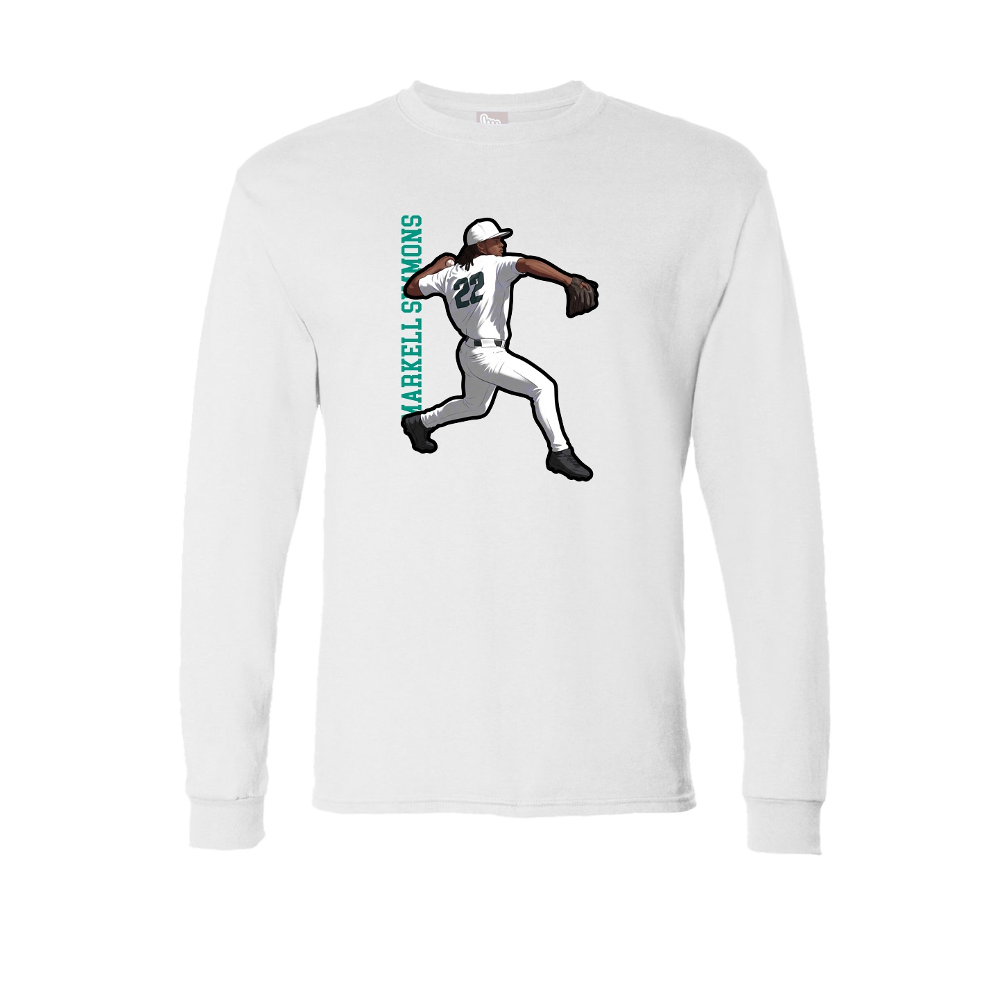 Long Sleeve Tee — Name Vertical in White