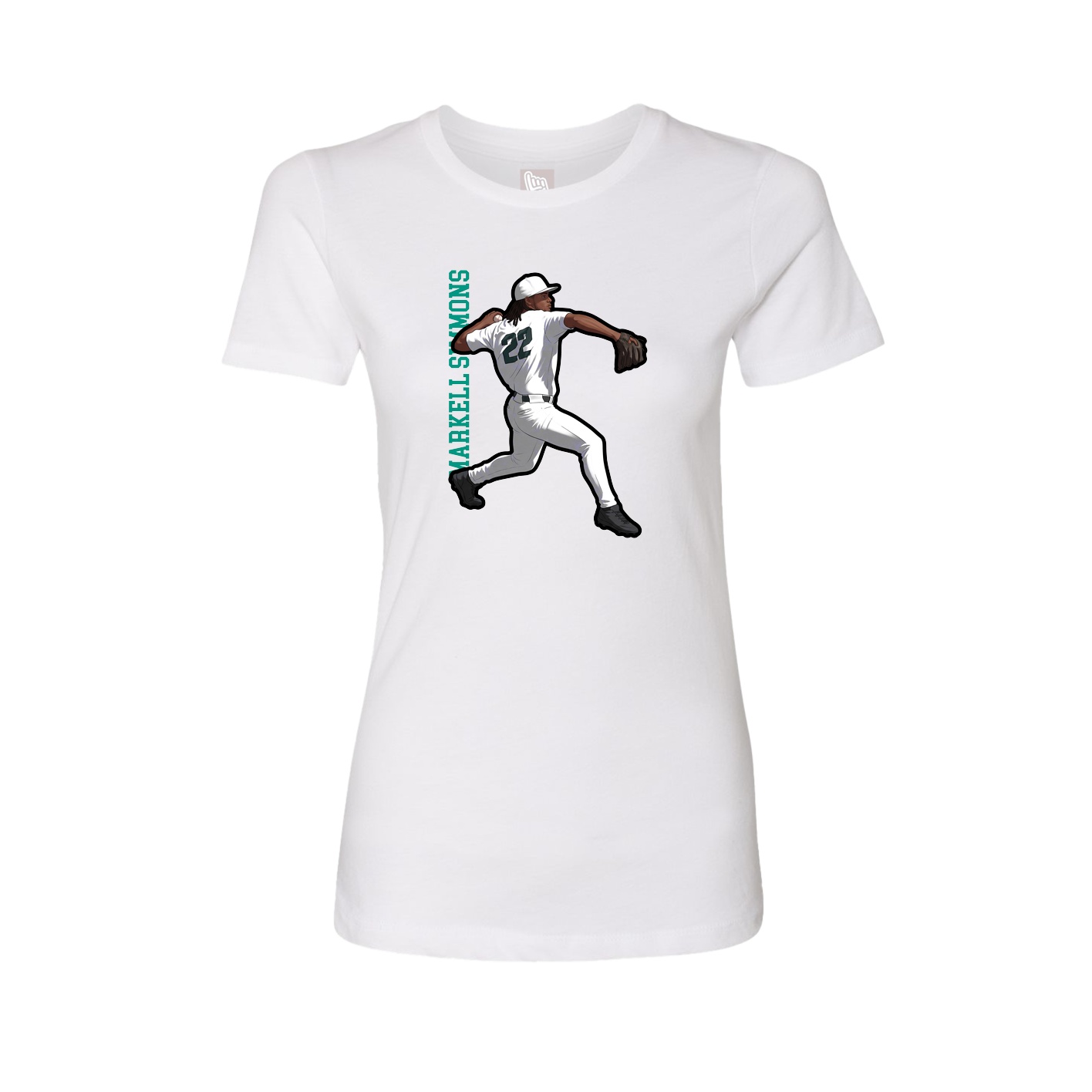 Fitted Women's Tee — Name Vertical in White