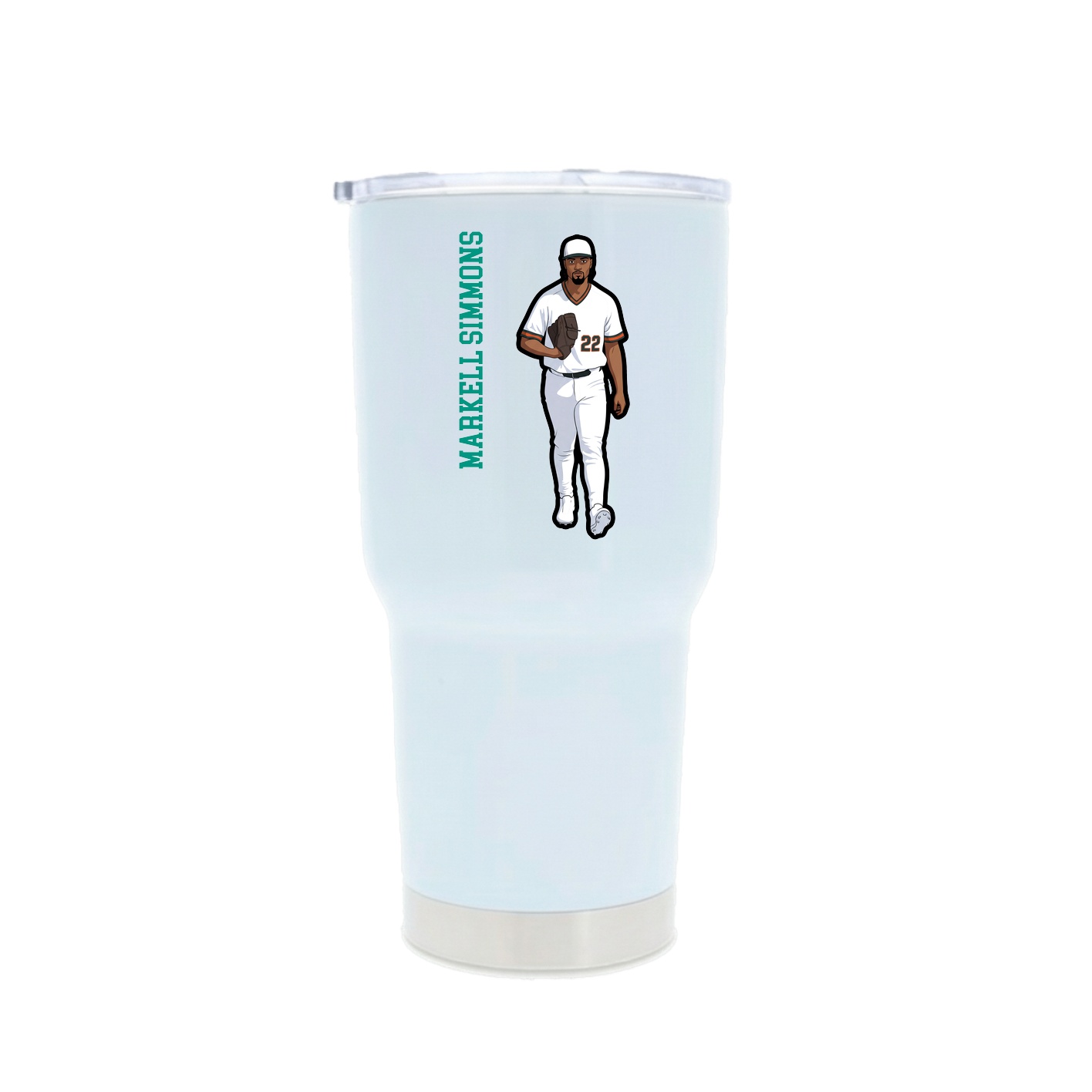 30oz Stainless Steel Tumbler — Name Vertical in White