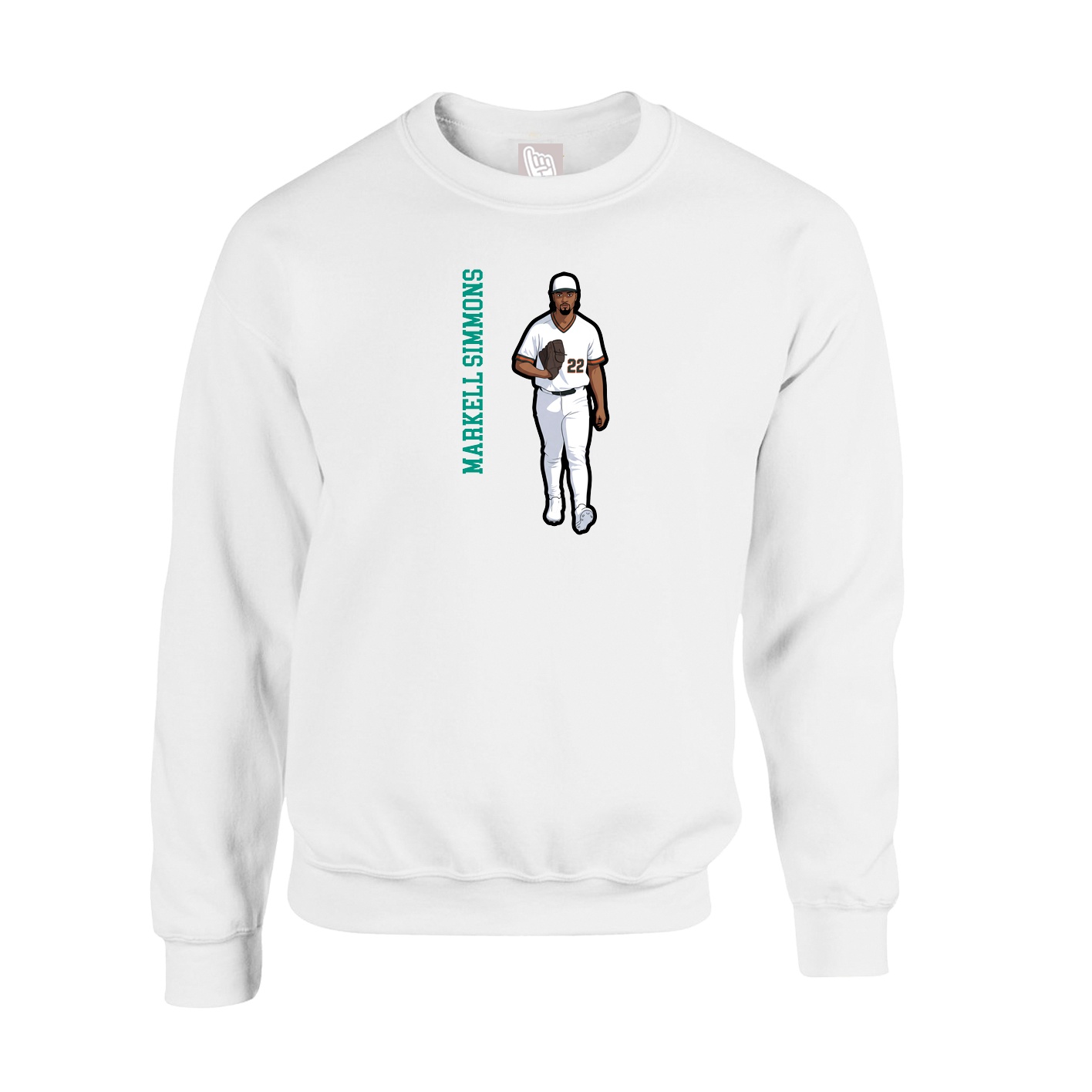 Fleece Crew — Name Vertical in White
