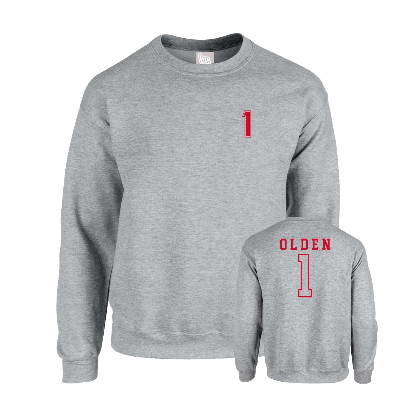 Fleece Crew — Chest Back in Grey