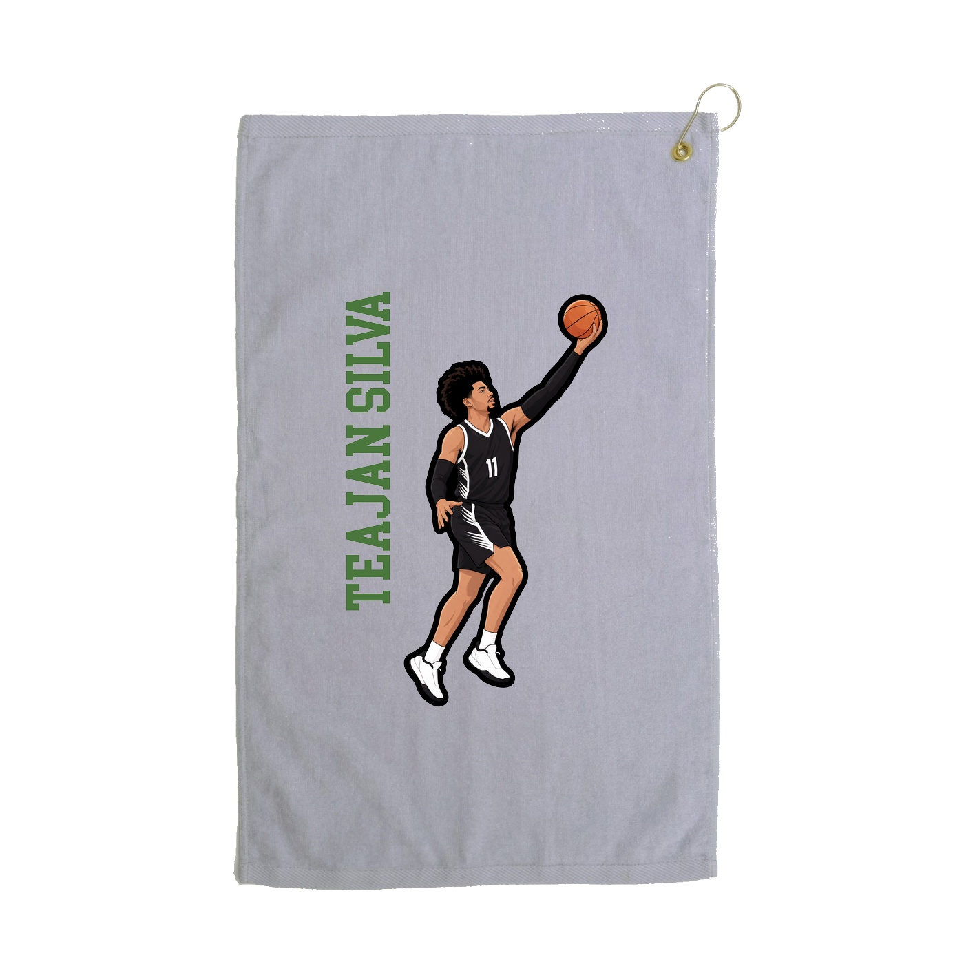 Golf Towel — Name Vertical in Grey