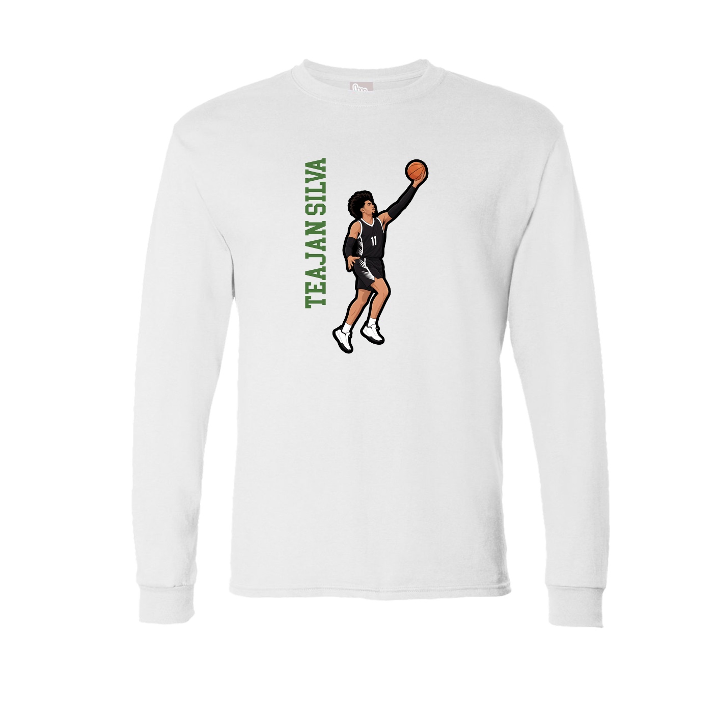 Long Sleeve Tee — Name Vertical in White