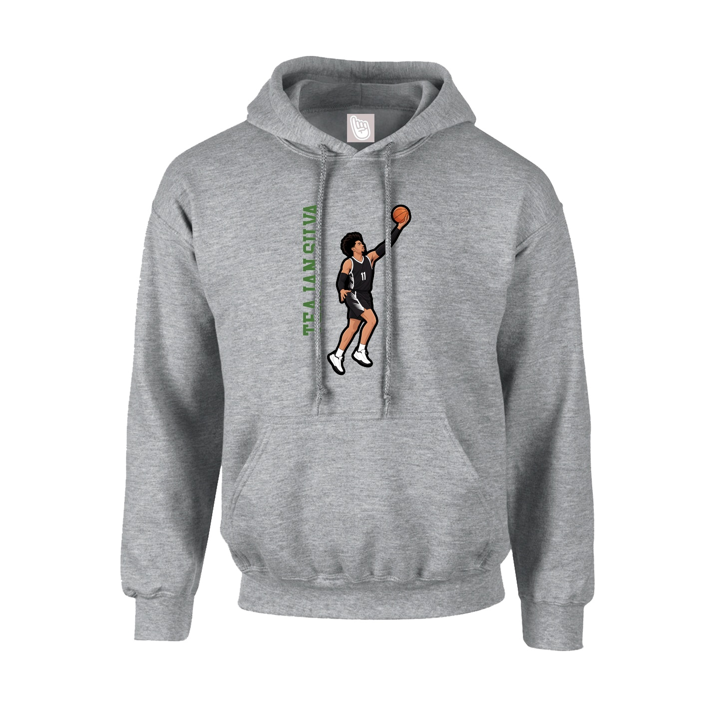 Youth Hoodie — Name Vertical in Grey
