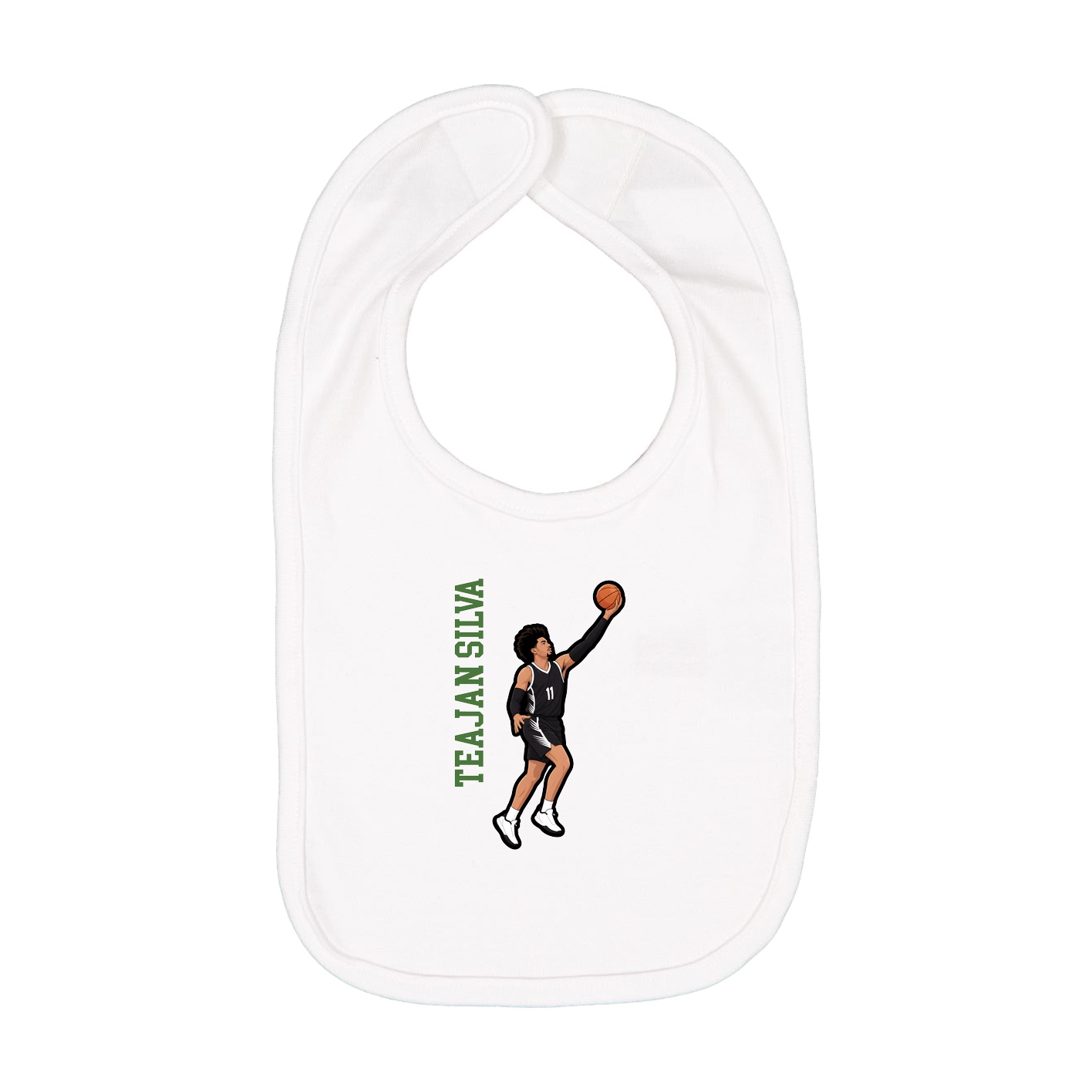 Infant Bib — Name Vertical in White