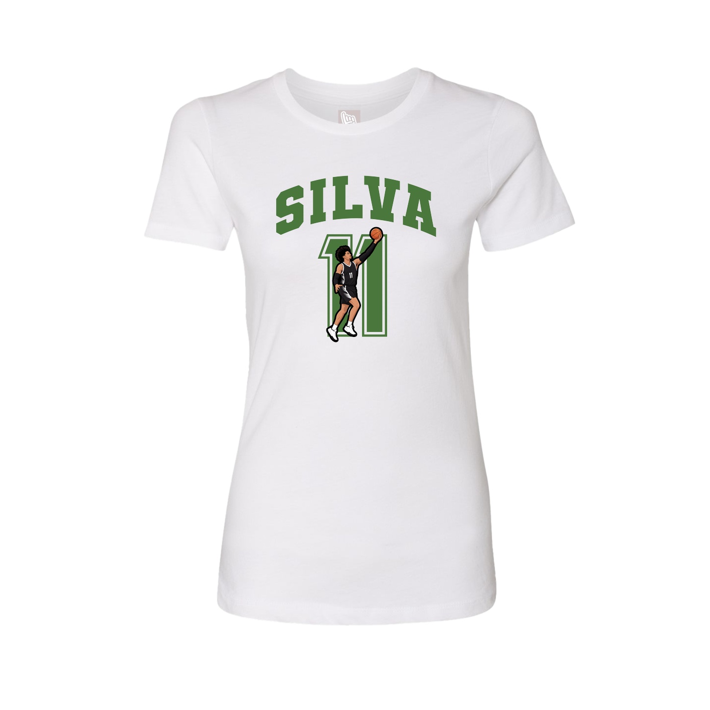 Fitted Women's Tee — Number in White