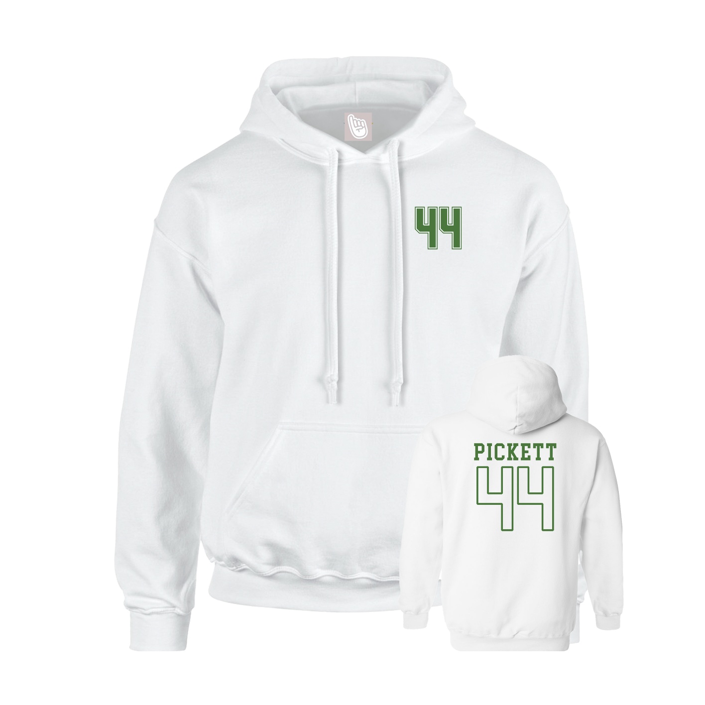 Youth Hoodie — Chest Back in White