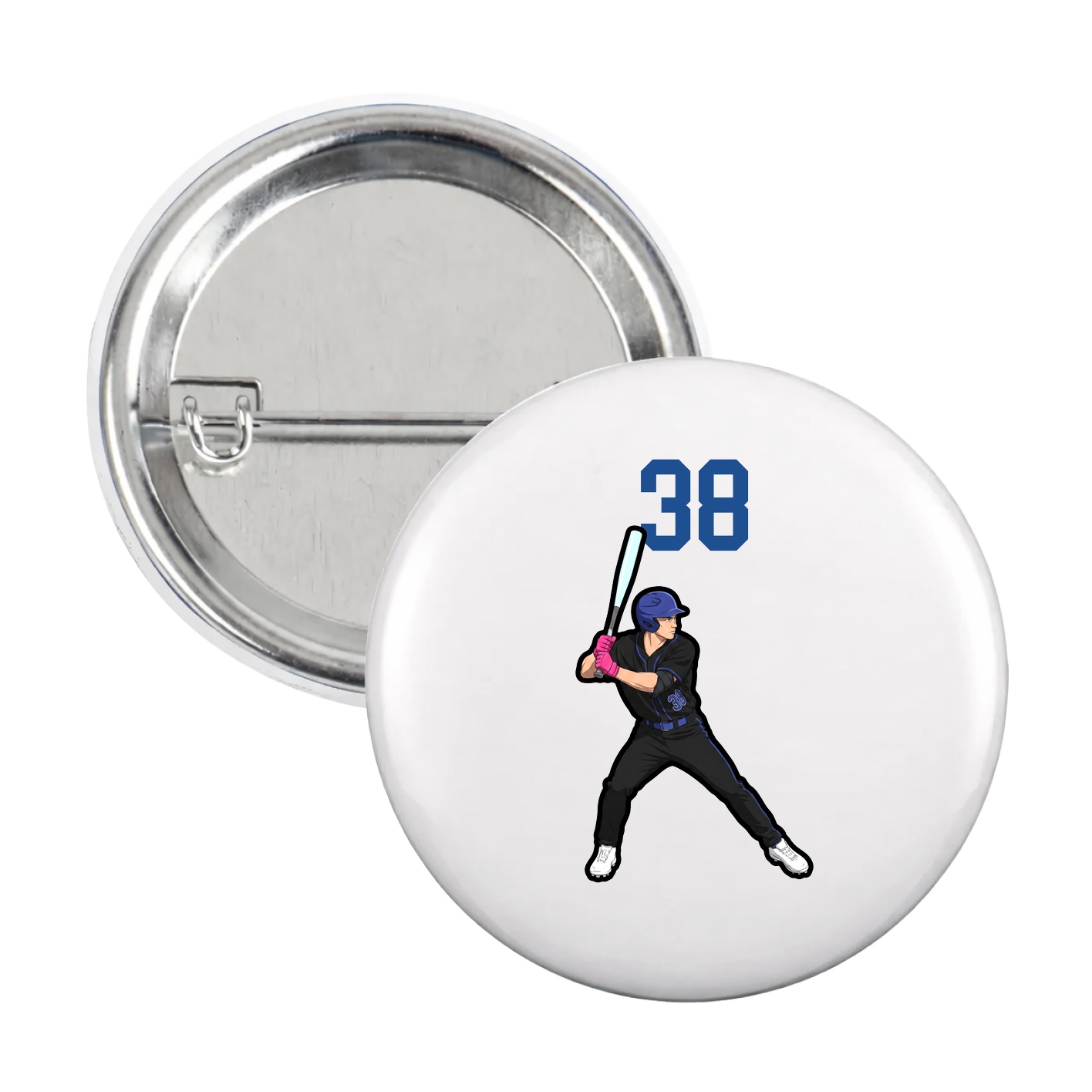 Game Day Button — Number Top in White