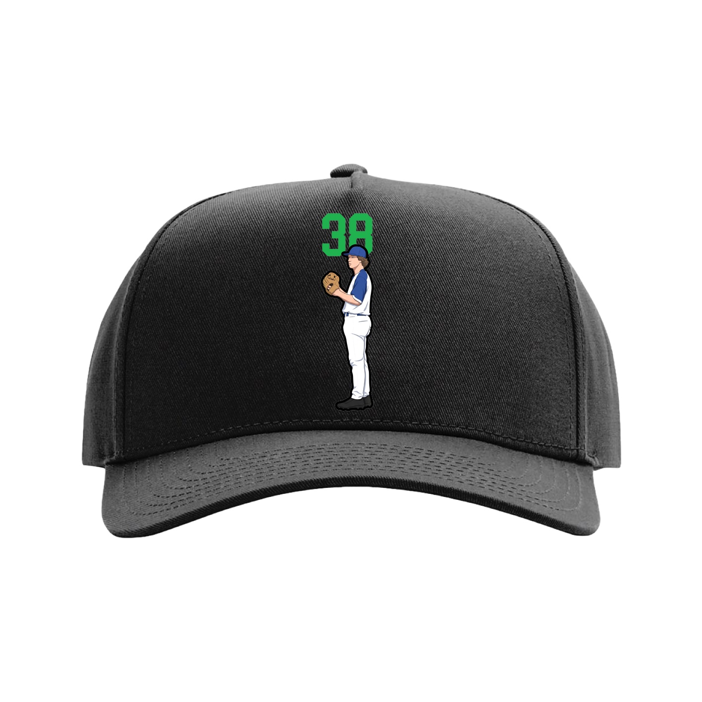 Full Fabric Five-Panel Champ Cap — Number Top in Black