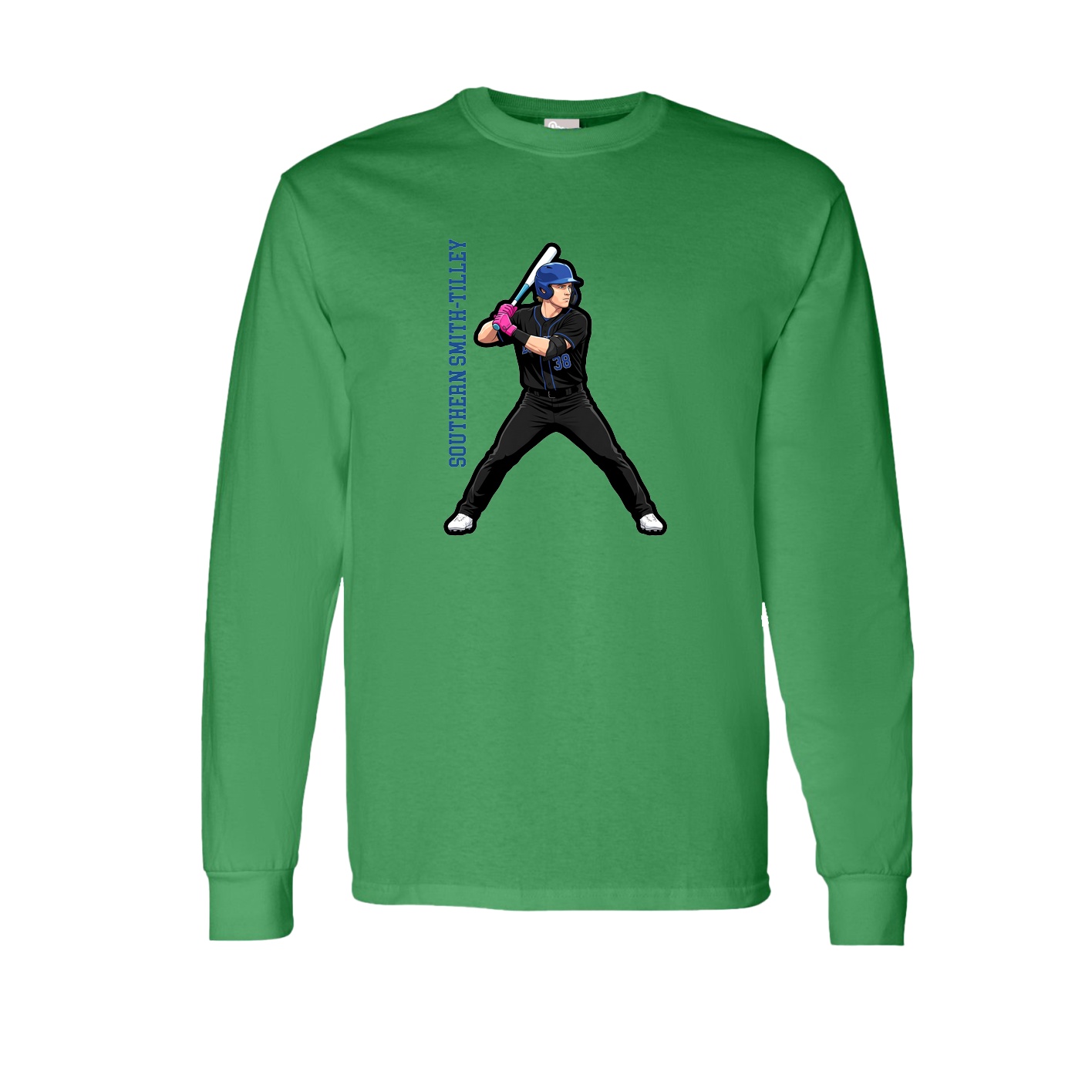 Long Sleeve Tee — Name Vertical in Green