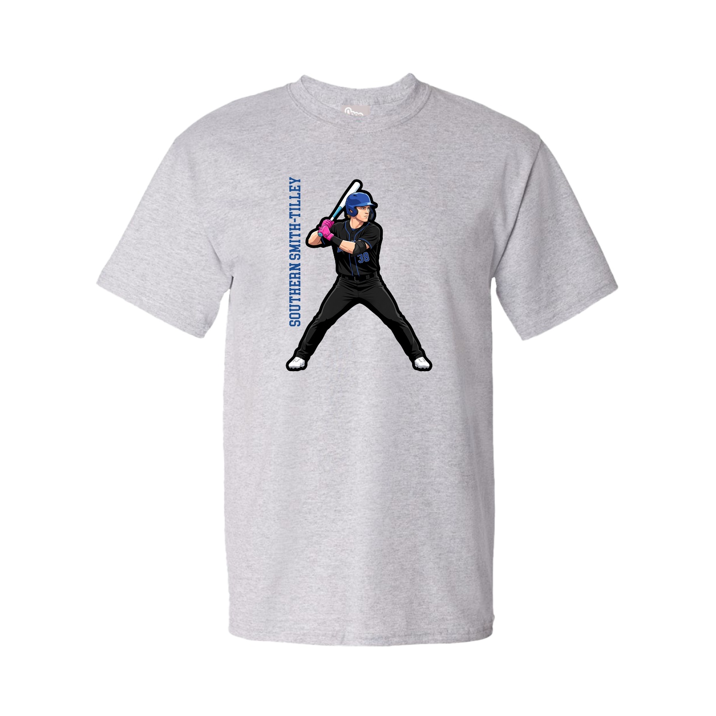 Youth Tee — Name Vertical in Grey