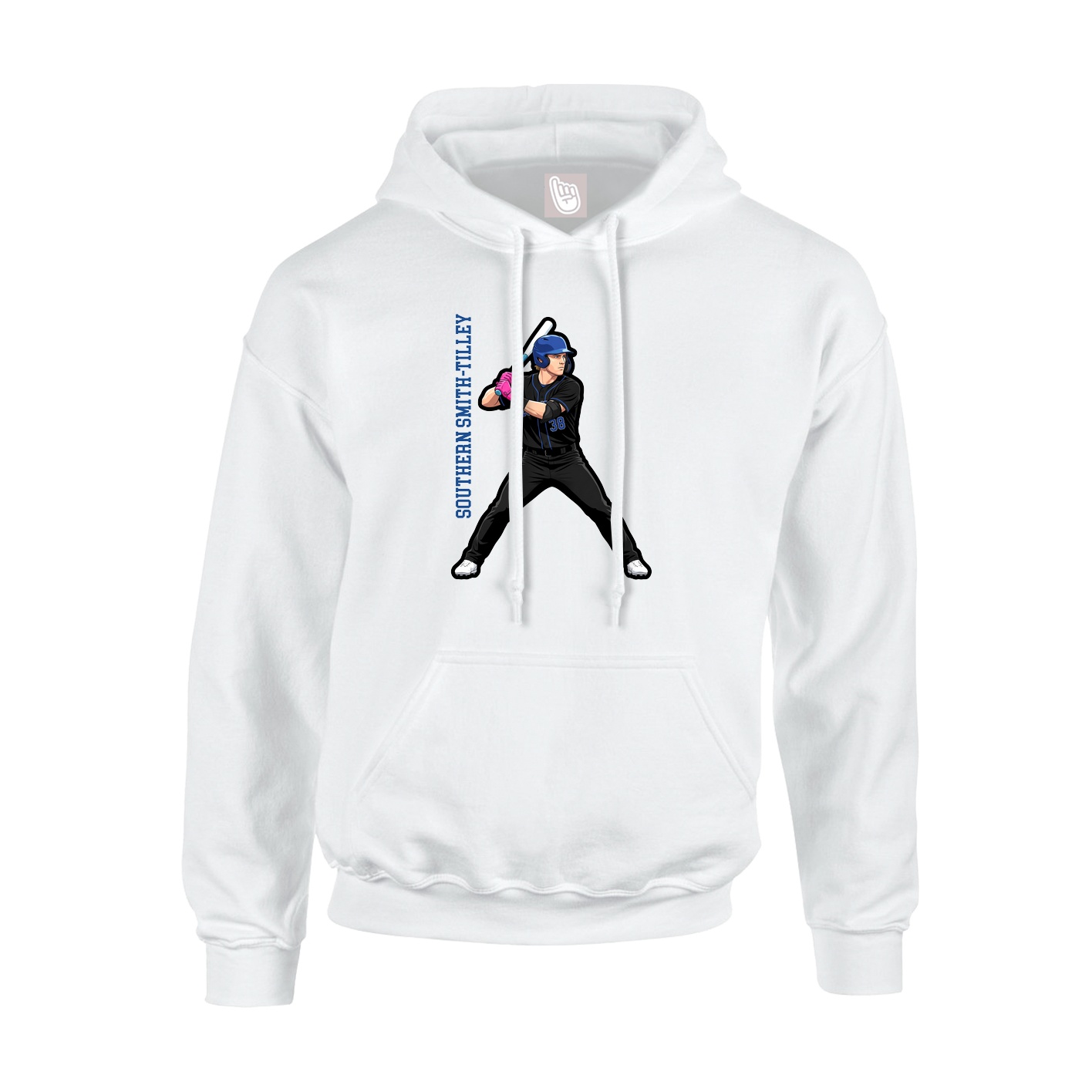 Youth Hoodie — Name Vertical in White