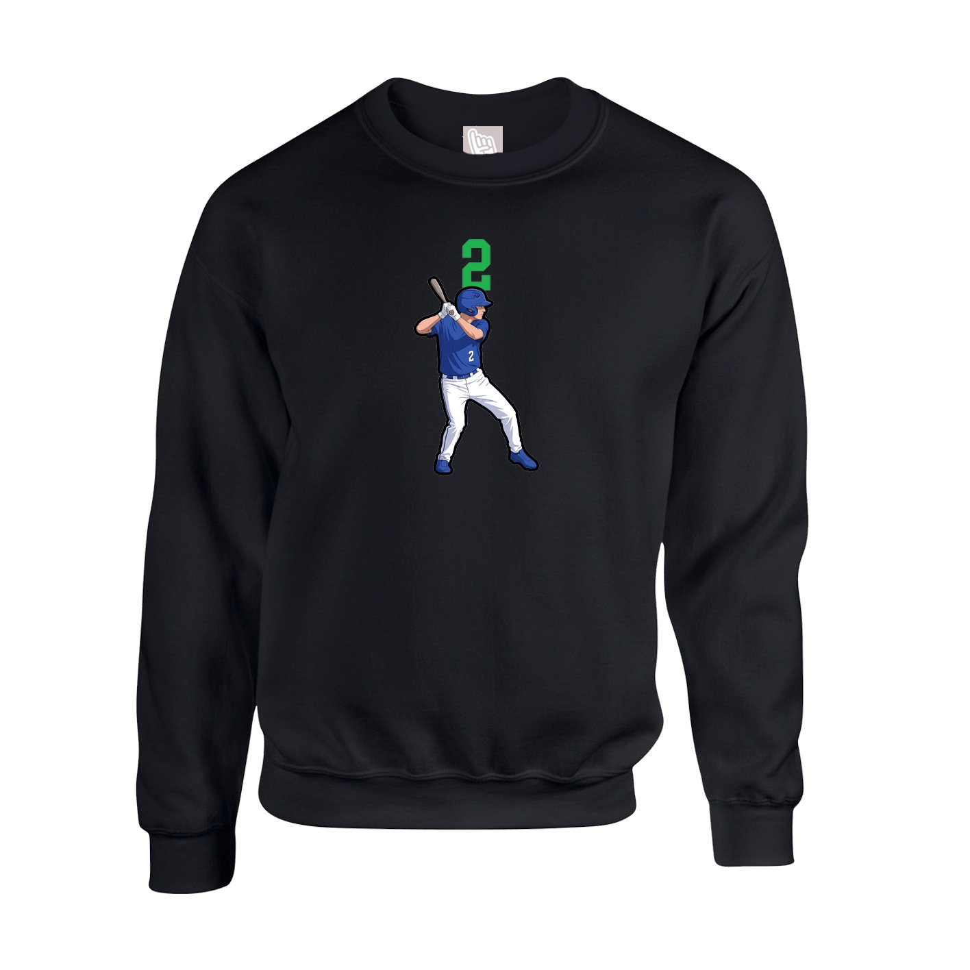 Fleece Crew — Number Top in Black