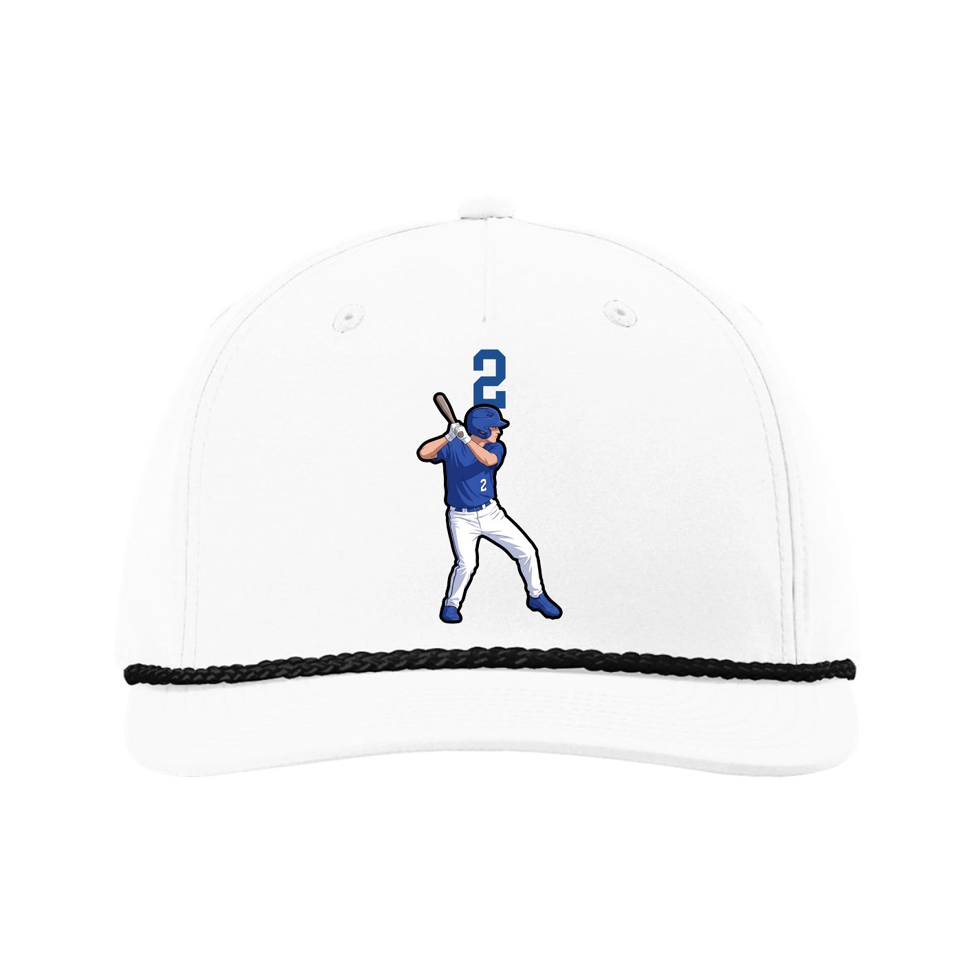Five-Panel Classic Rope Cap — Number Top in White