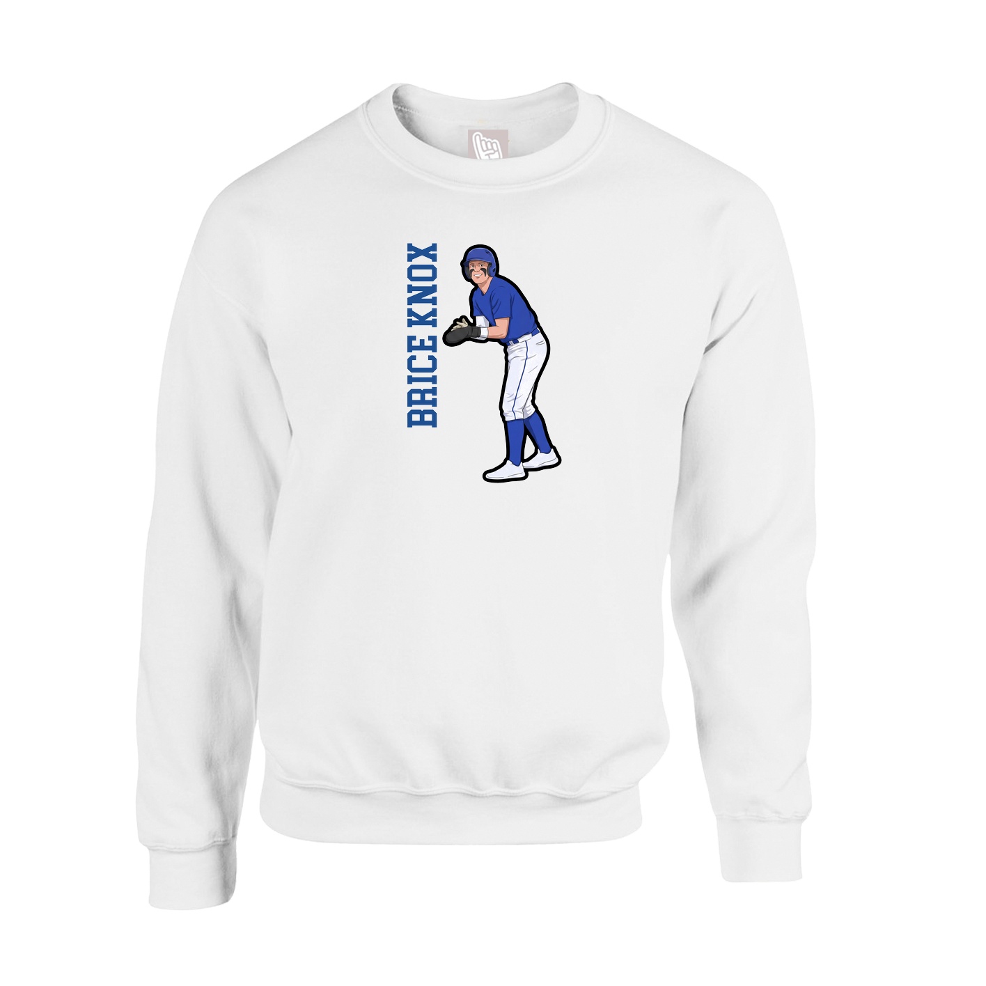 Fleece Crew — Name Vertical in White