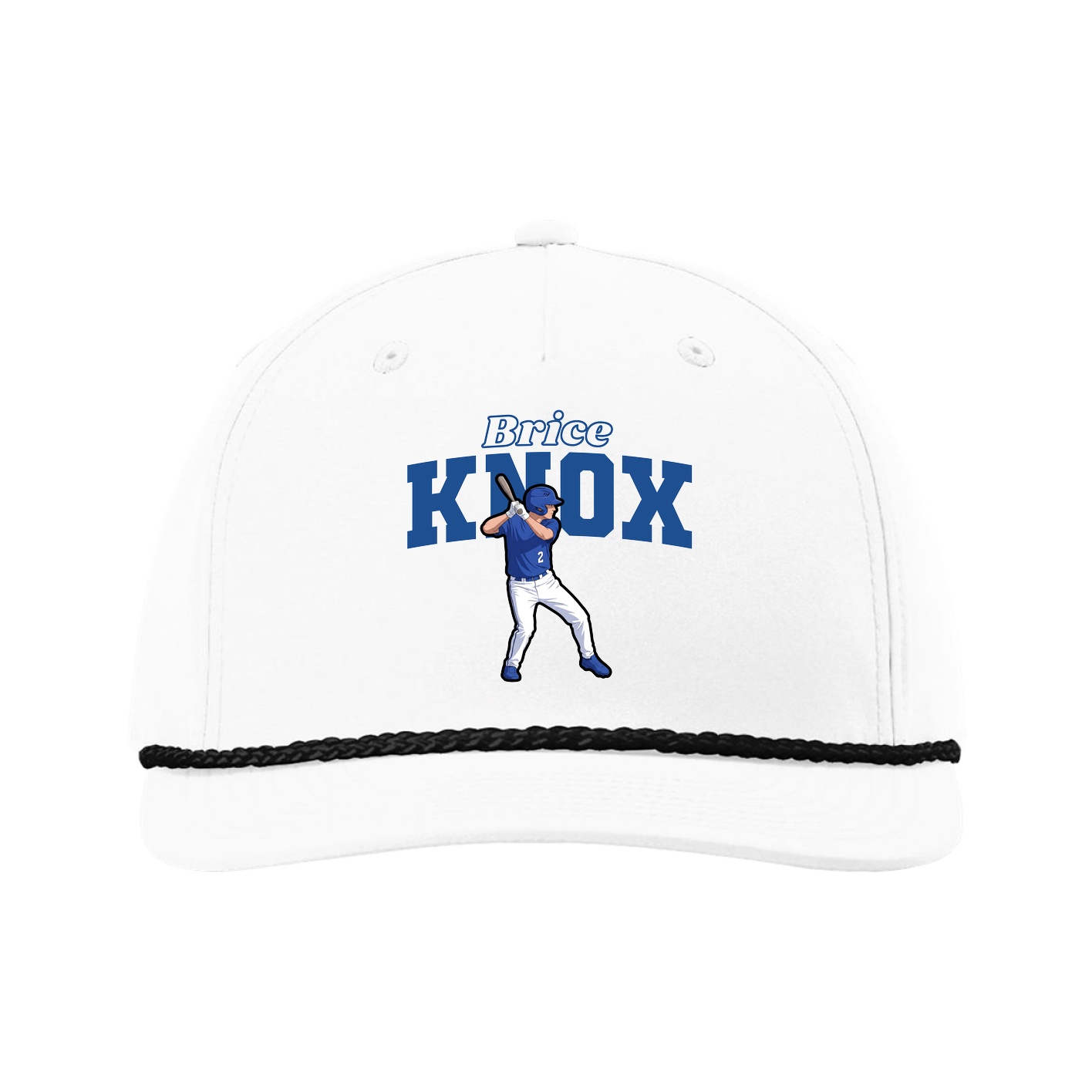 Five-Panel Classic Rope Cap — Name Arch in White