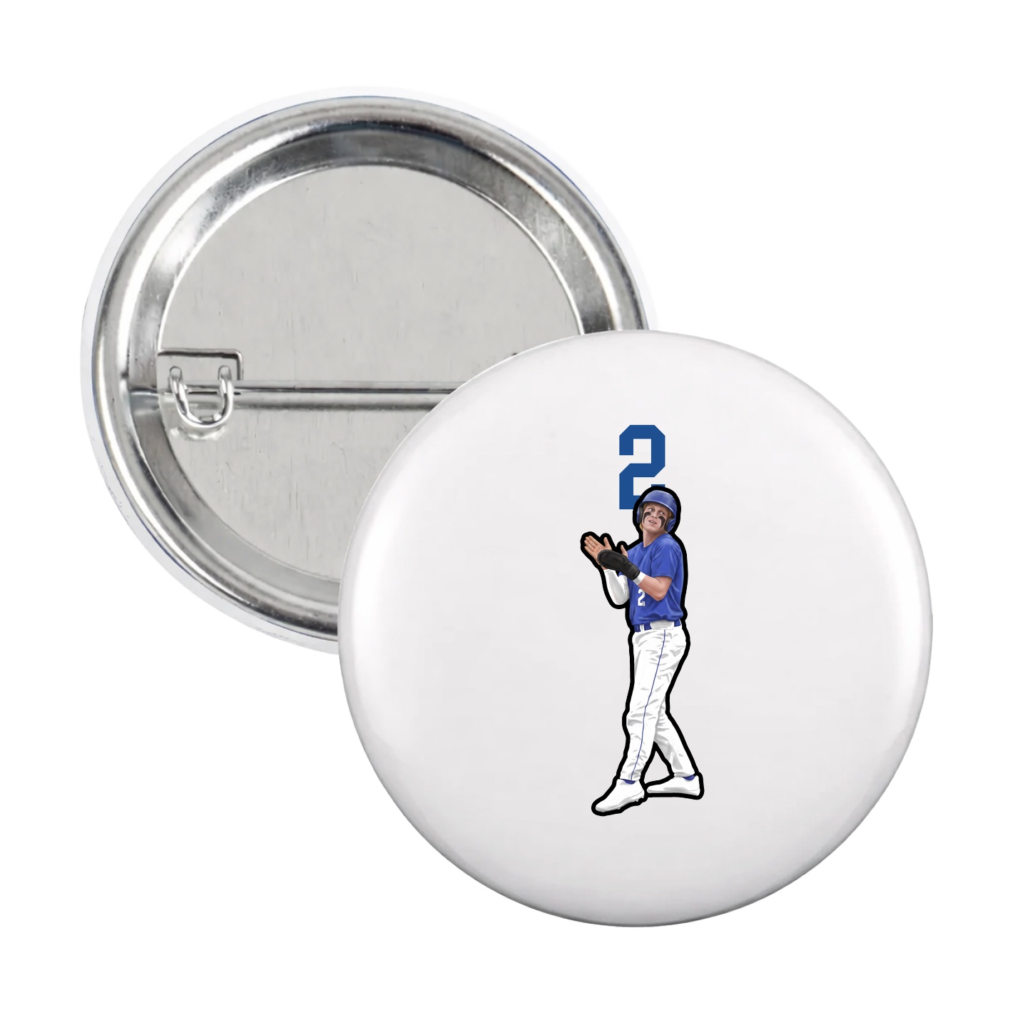 Game Day Button — Number Top in White