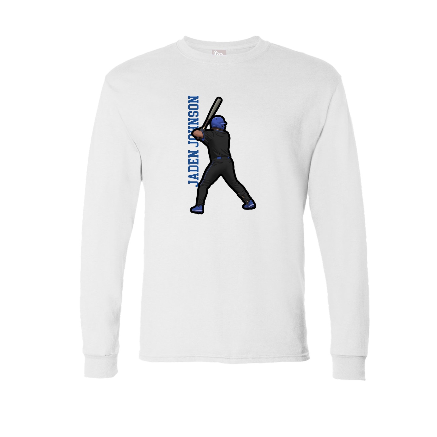 Long Sleeve Tee — Name Vertical in White