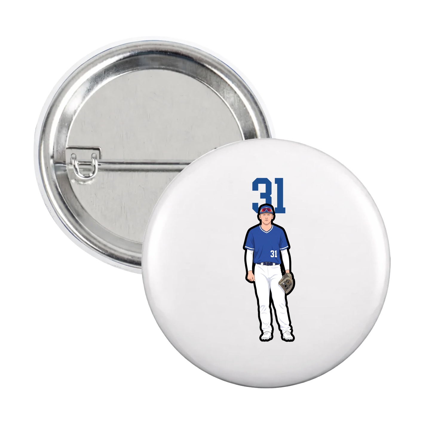 Game Day Button — Number Top in White
