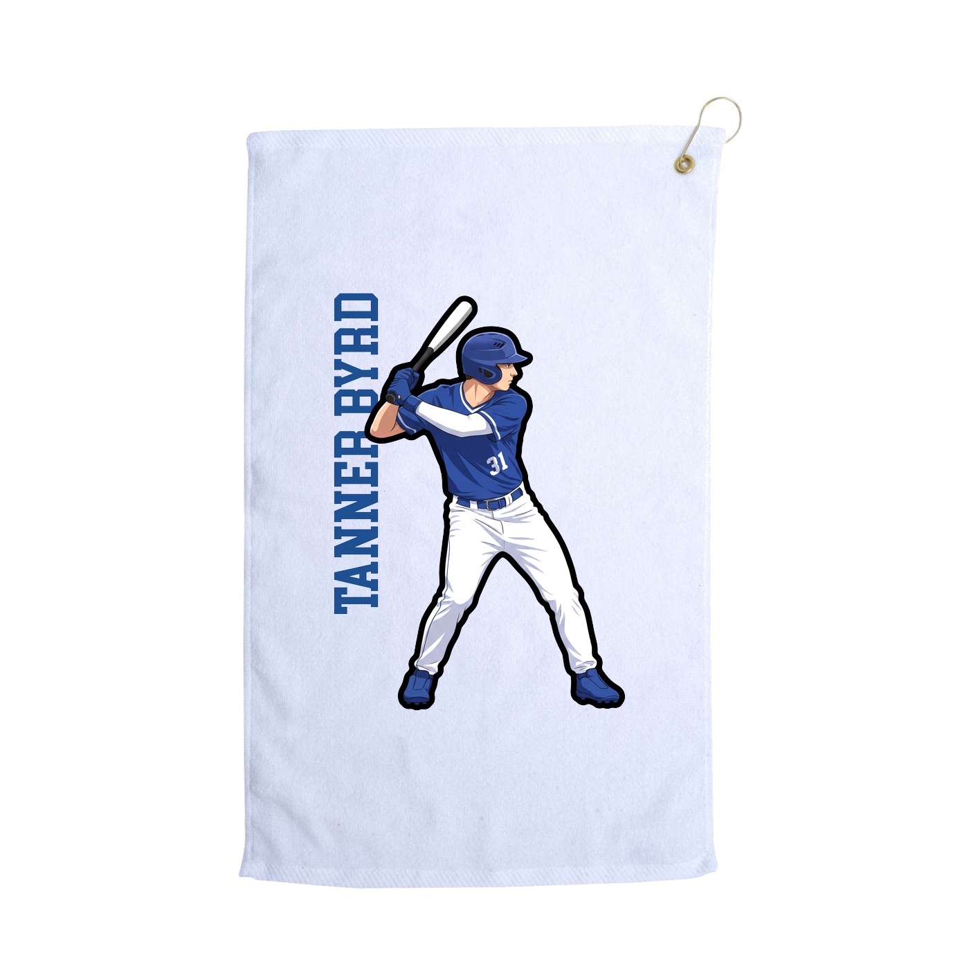 Golf Towel — Name Vertical in White